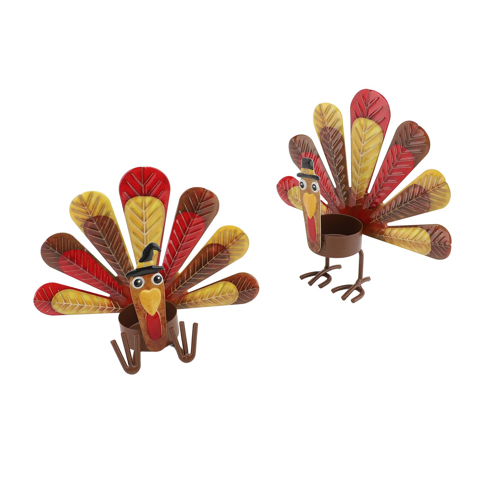 2Pcs Thanksgiving Turkey Candle Holder Cute Look Versatile Alloy Table Turkey view 12