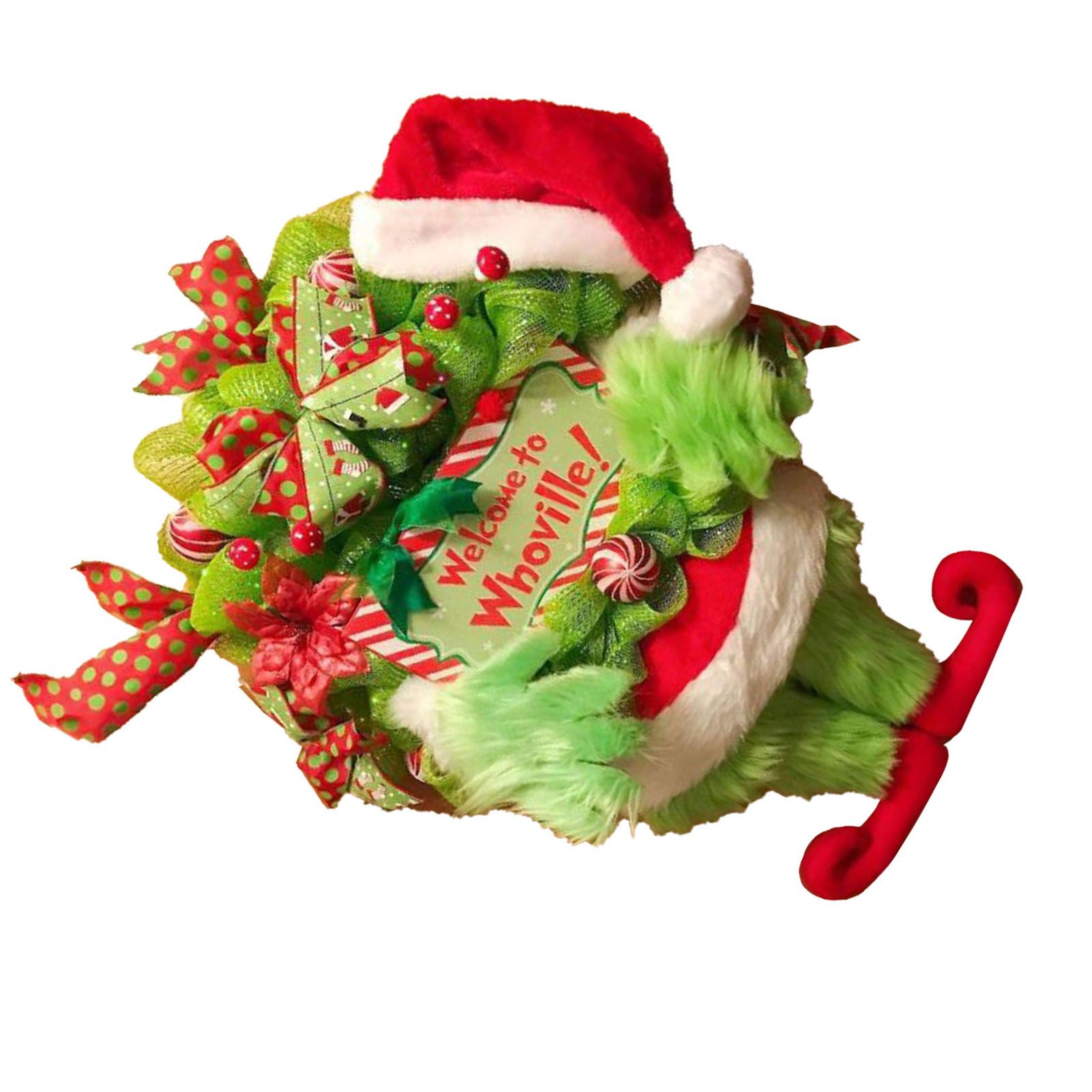 Xmas Plush Wreath Front Door Hanging Decoration Supplies Holiday Pendant Decor