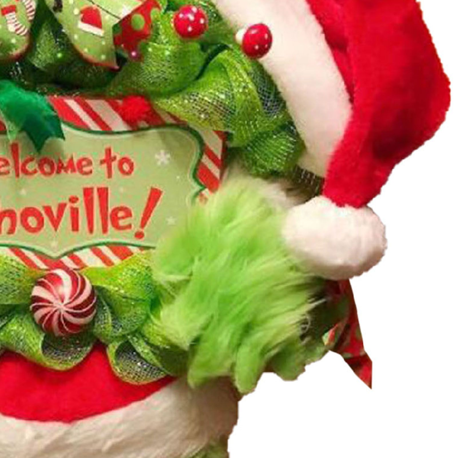 Xmas Plush Wreath Front Door Hanging Decoration Supplies Holiday Pendant Decor view 2