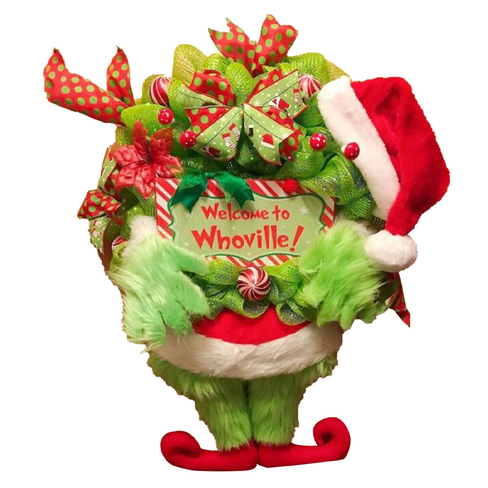 Xmas Plush Wreath Front Door Hanging Decoration Supplies Holiday Pendant Decor view 3