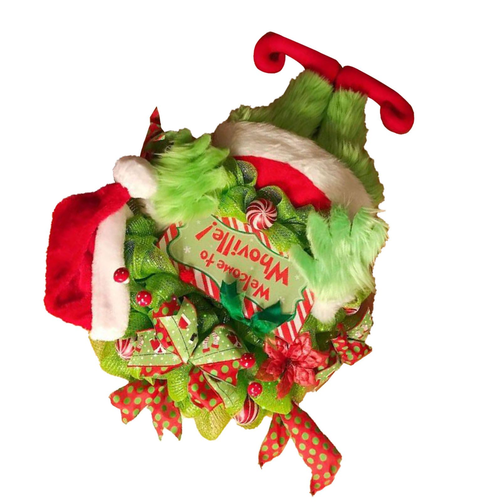 Xmas Plush Wreath Front Door Hanging Decoration Supplies Holiday Pendant Decor view 4
