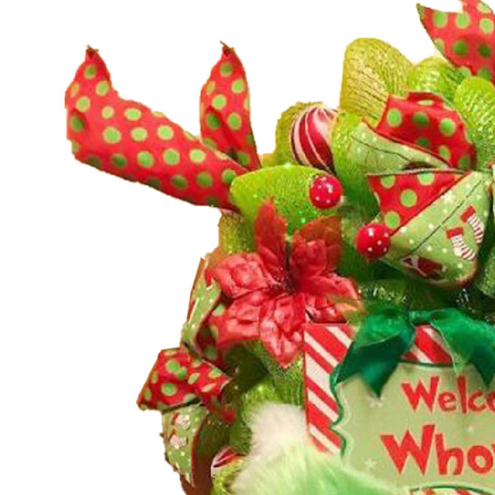 Xmas Plush Wreath Front Door Hanging Decoration Supplies Holiday Pendant Decor view 5