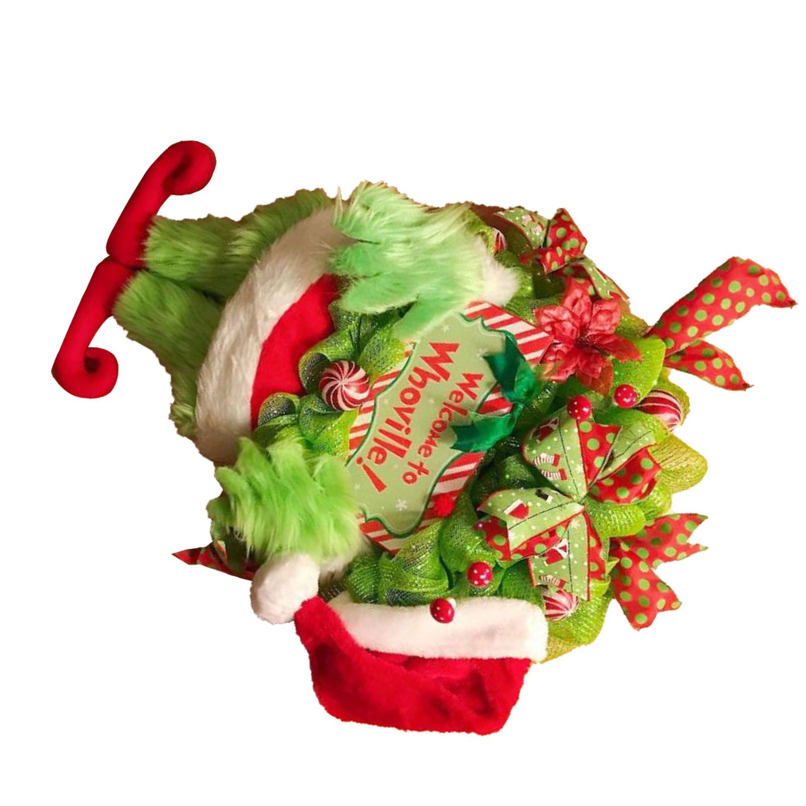Xmas Plush Wreath Front Door Hanging Decoration Supplies Holiday Pendant Decor view 6