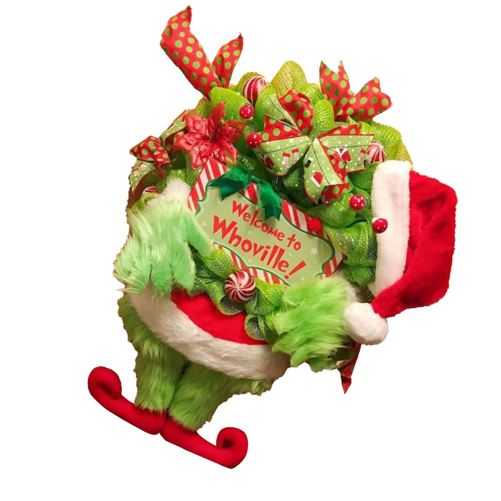 Xmas Plush Wreath Front Door Hanging Decoration Supplies Holiday Pendant Decor view 8