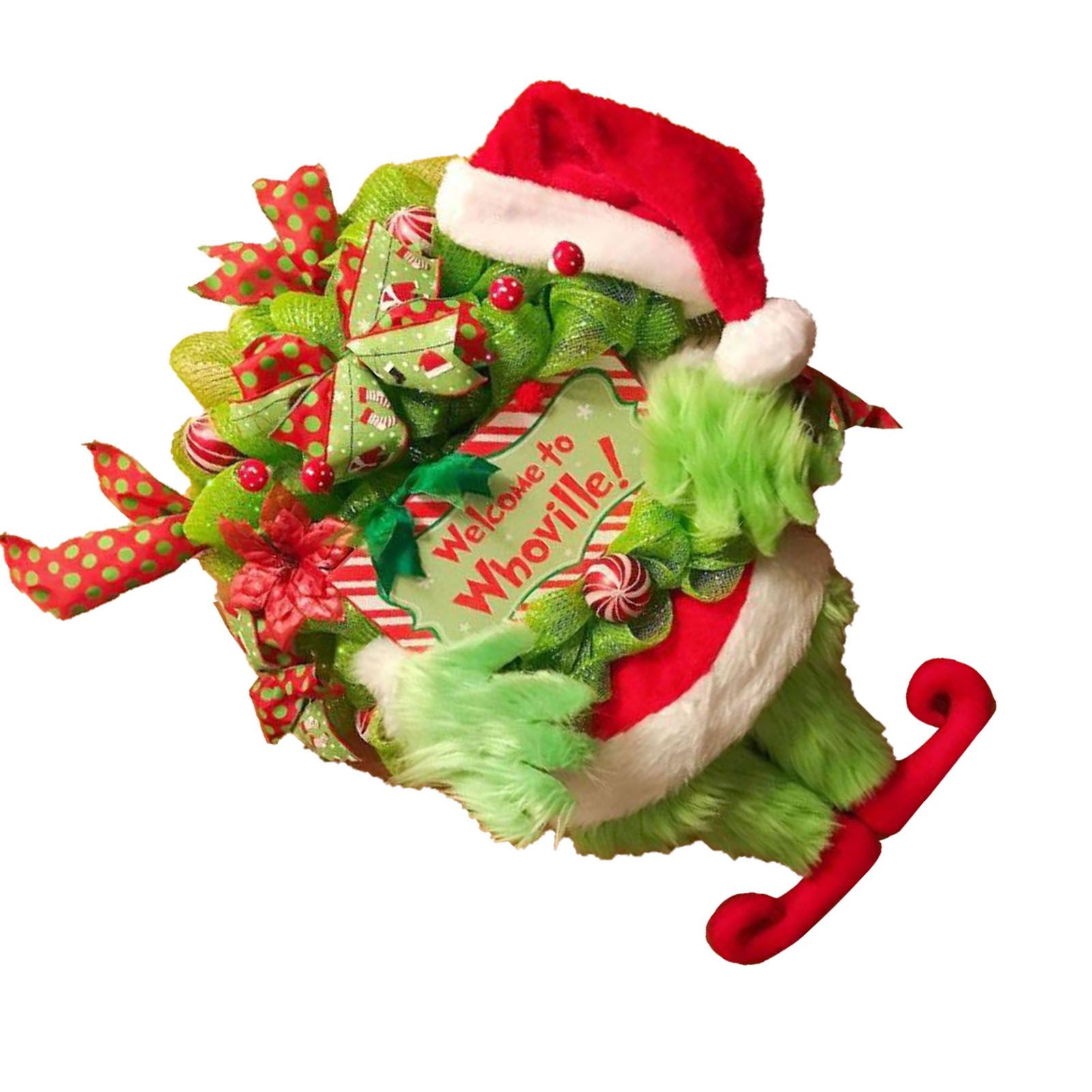 Xmas Plush Wreath Front Door Hanging Decoration Supplies Holiday Pendant Decor view 9