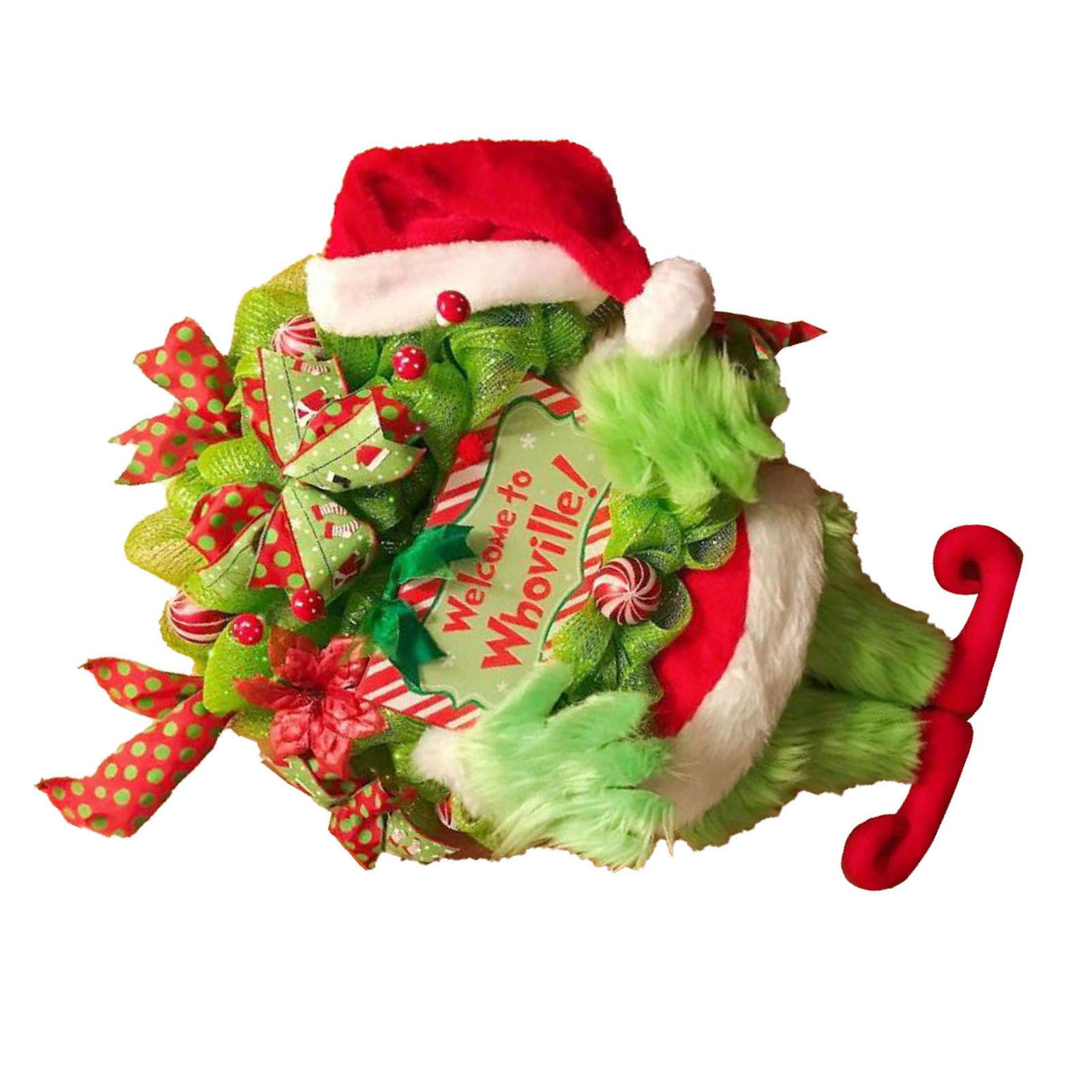 Xmas Plush Wreath Front Door Hanging Decoration Supplies Holiday Pendant Decor view 10