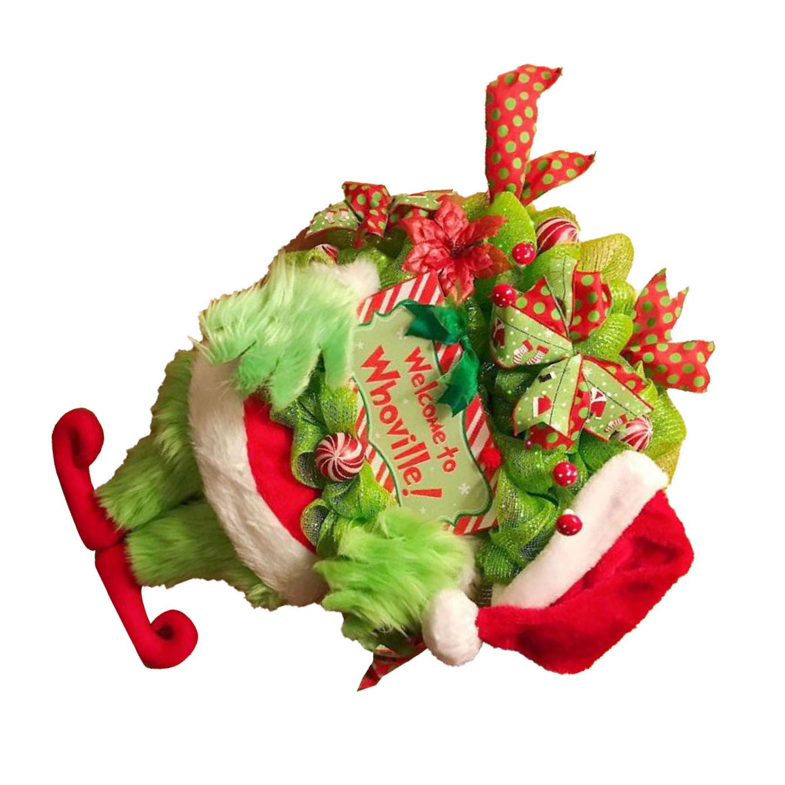 Xmas Plush Wreath Front Door Hanging Decoration Supplies Holiday Pendant Decor view 11