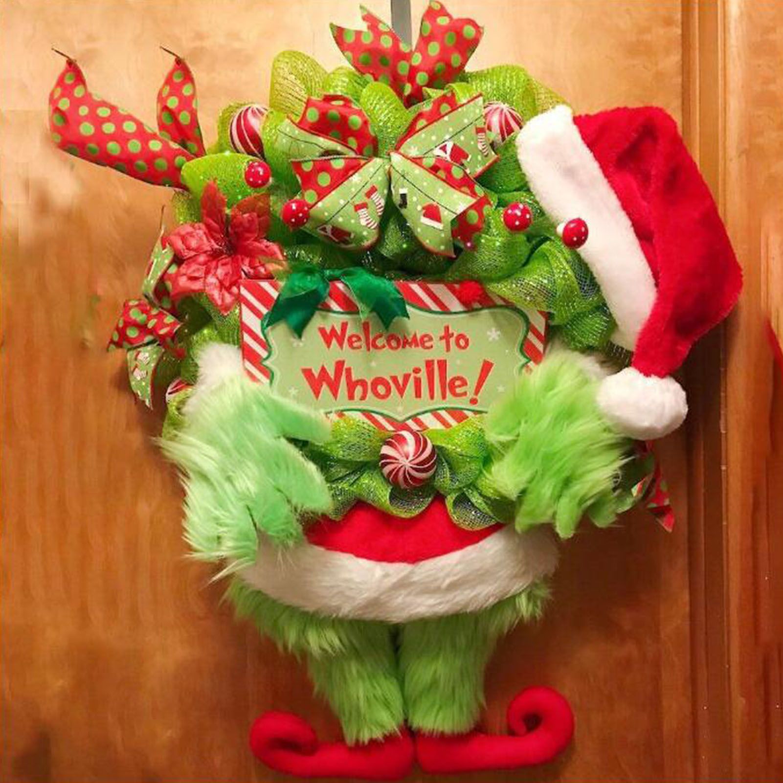 Xmas Plush Wreath Front Door Hanging Decoration Supplies Holiday Pendant Decor view 12
