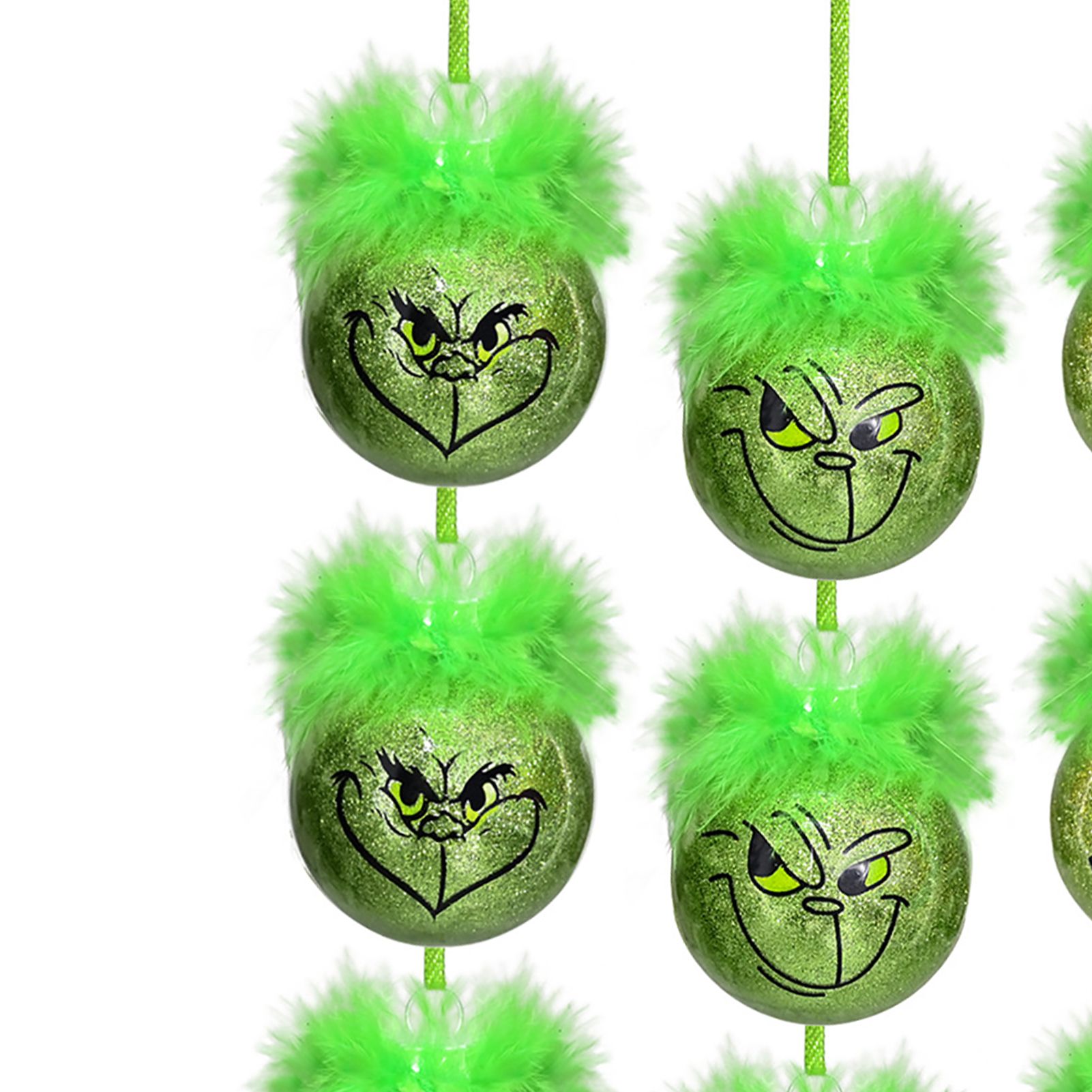 12 Pcs Green Hair Hanging Ball 6cm Diameter Soft Plush Hair Funny Xmas Tree view 2