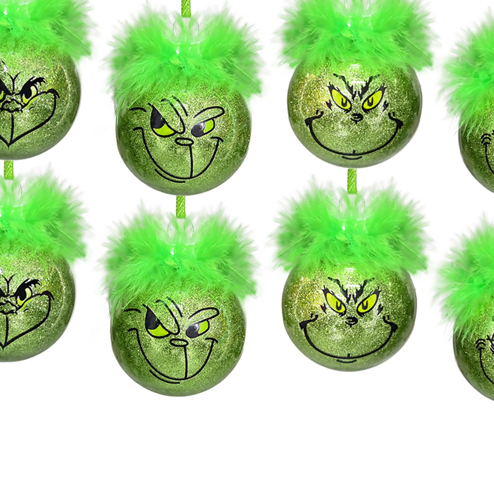 12 Pcs Green Hair Hanging Ball 6cm Diameter Soft Plush Hair Funny Xmas Tree view 5