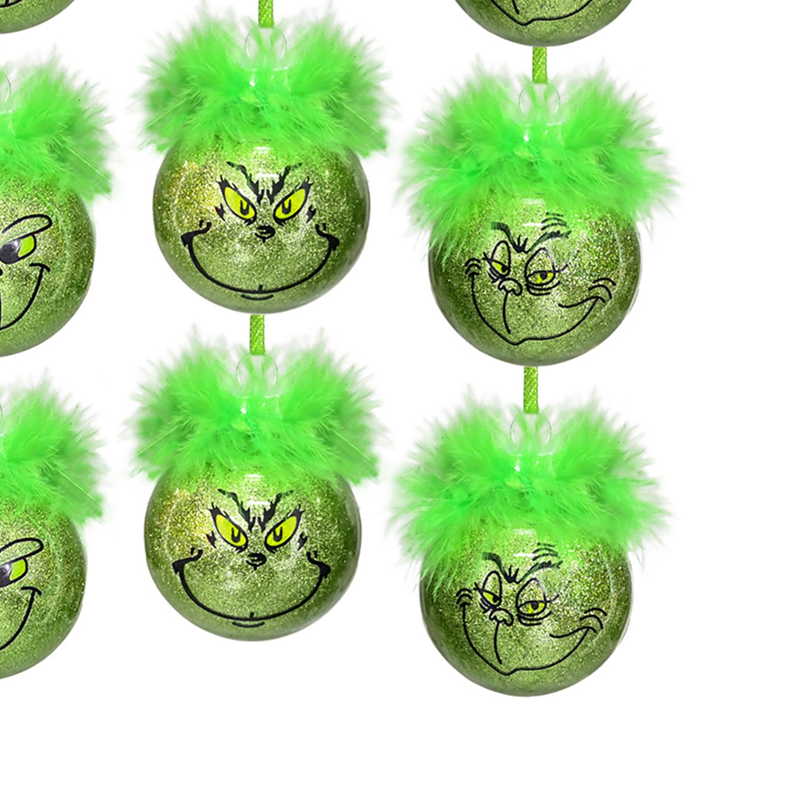 12 Pcs Green Hair Hanging Ball 6cm Diameter Soft Plush Hair Funny Xmas Tree view 7