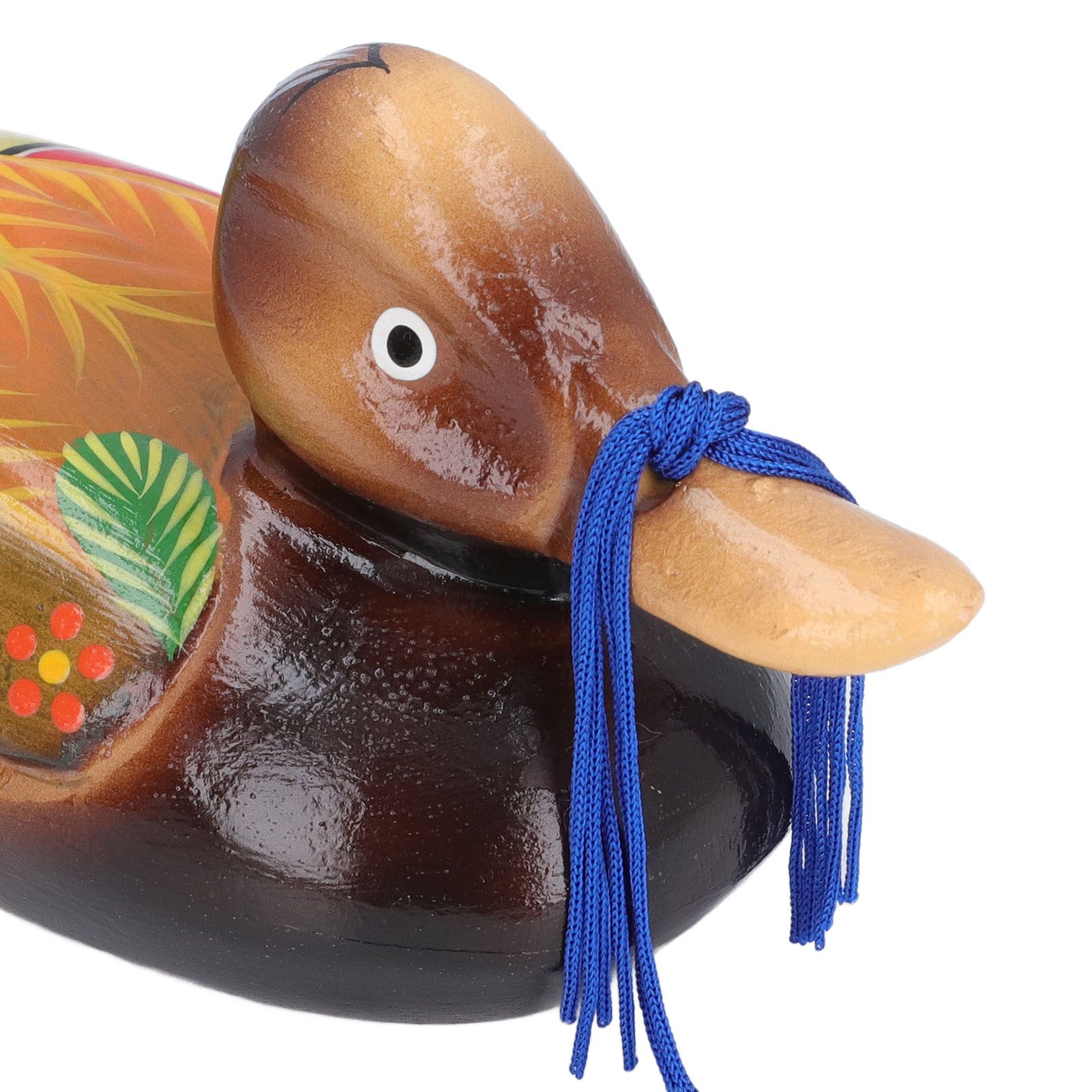 1 Pair Wooden Mandarin Ducks Figurine Colorful Love Birds Duck Statue Handmade view 2