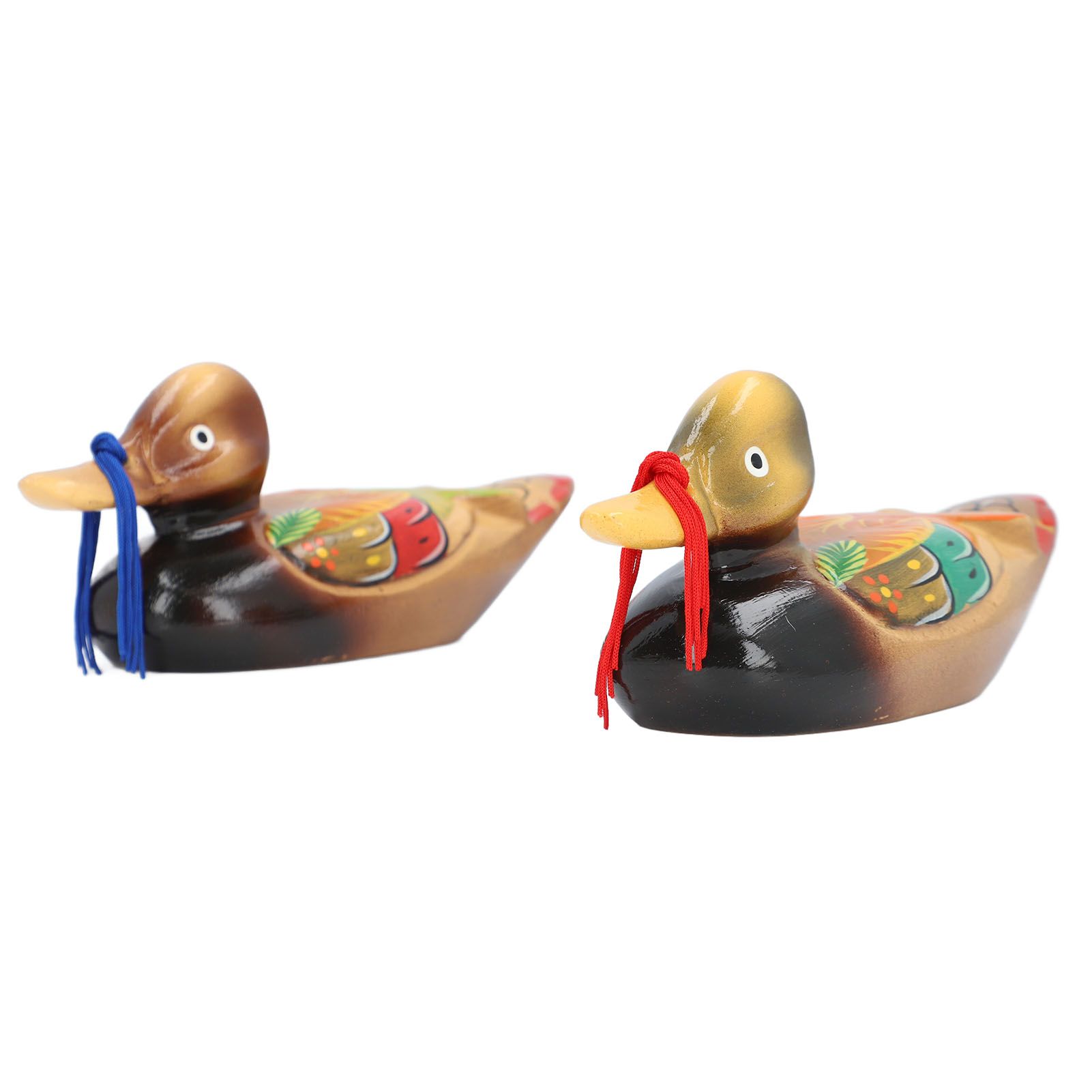 1 Pair Wooden Mandarin Ducks Figurine Colorful Love Birds Duck Statue Handmade view 9