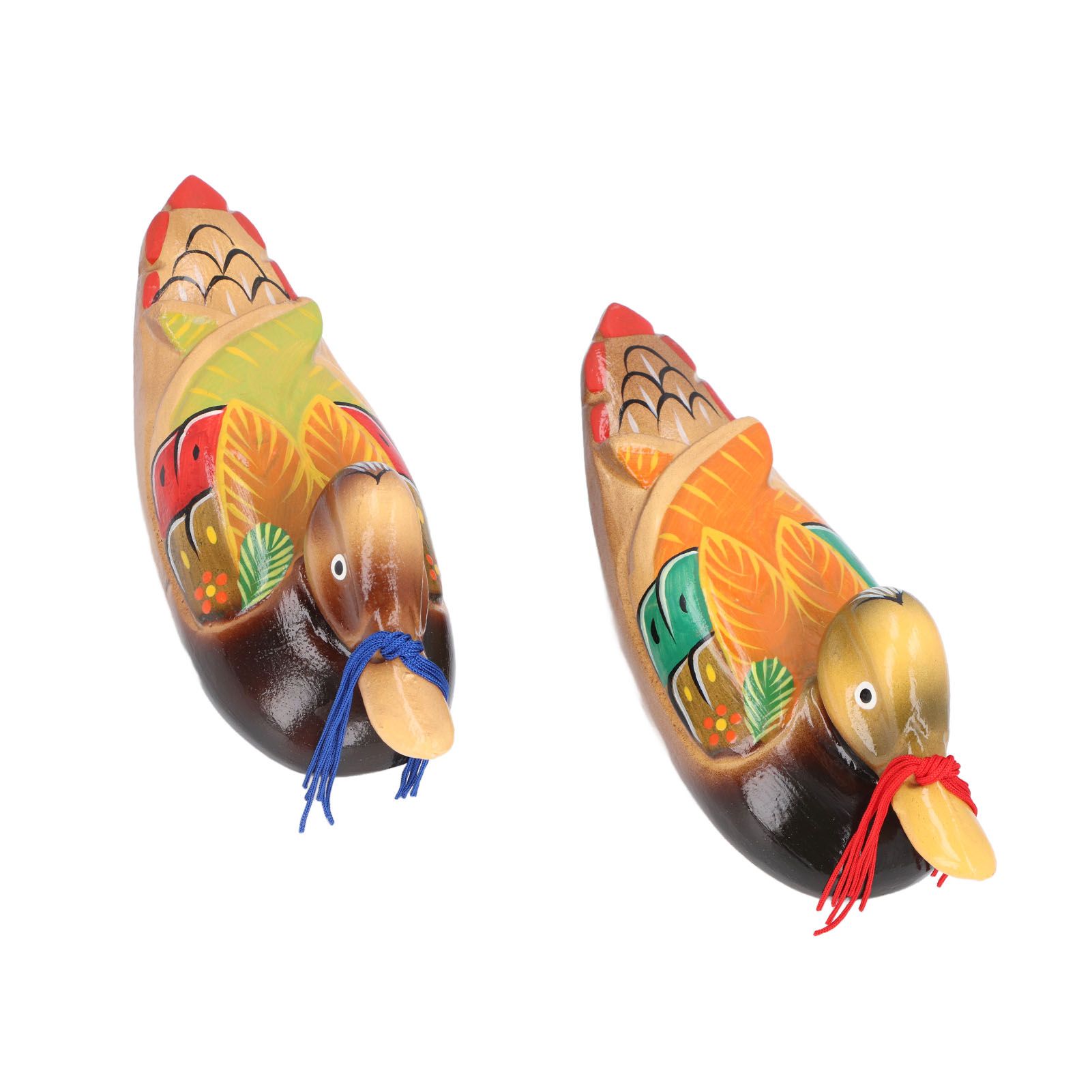 1 Pair Wooden Mandarin Ducks Figurine Colorful Love Birds Duck Statue Handmade view 10