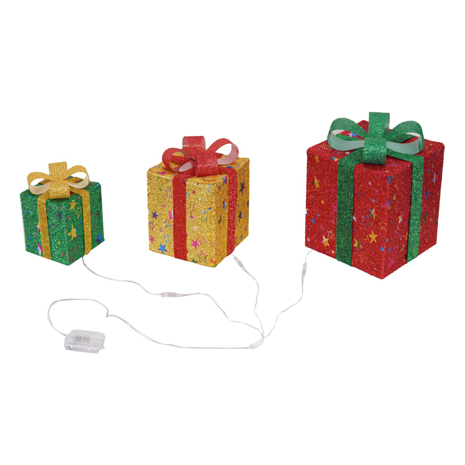 3PCS Light Up Present Boxes Folding 8 Blinking Mode Decorations Boxes Set with view 3