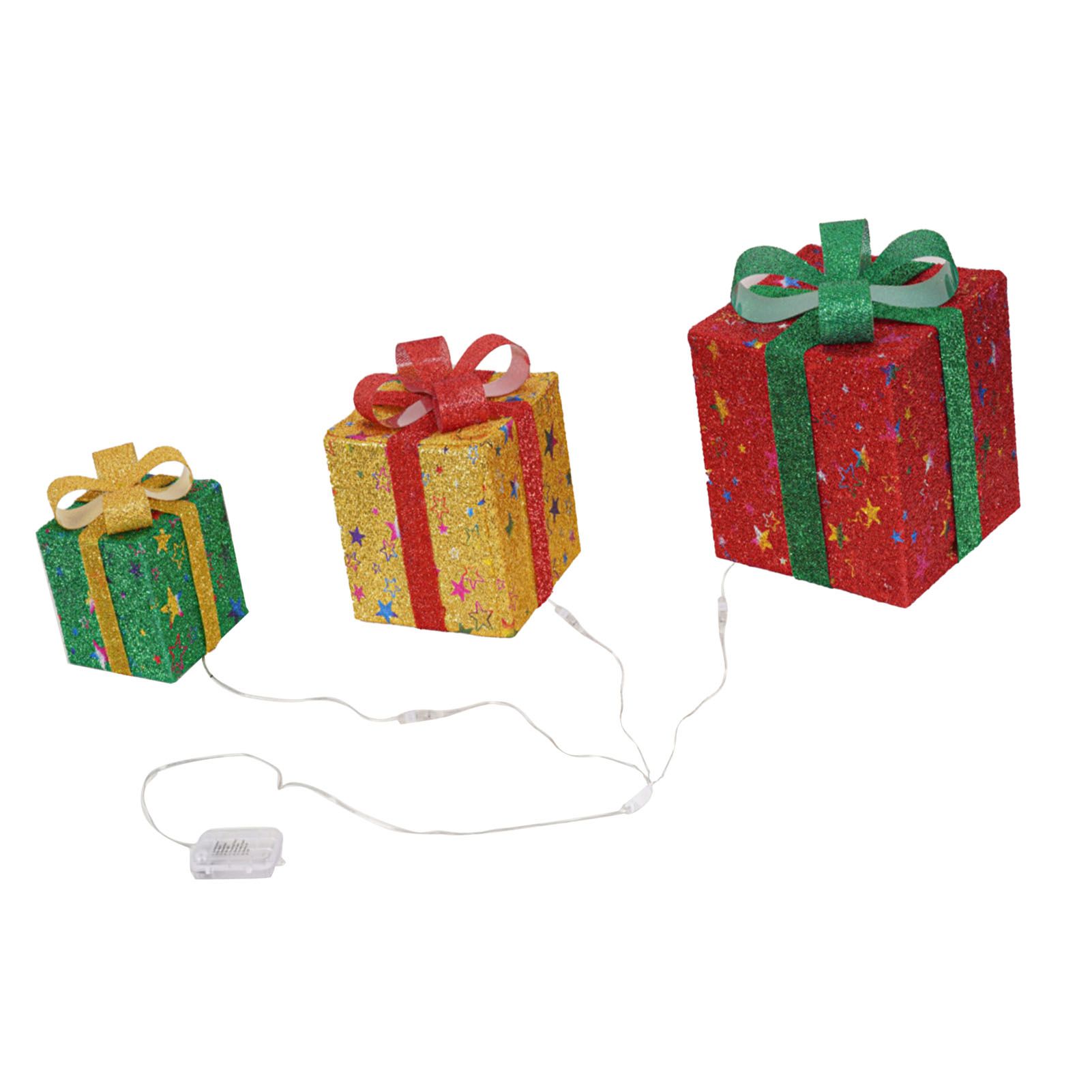 3PCS Light Up Present Boxes Folding 8 Blinking Mode Decorations Boxes Set with view 4
