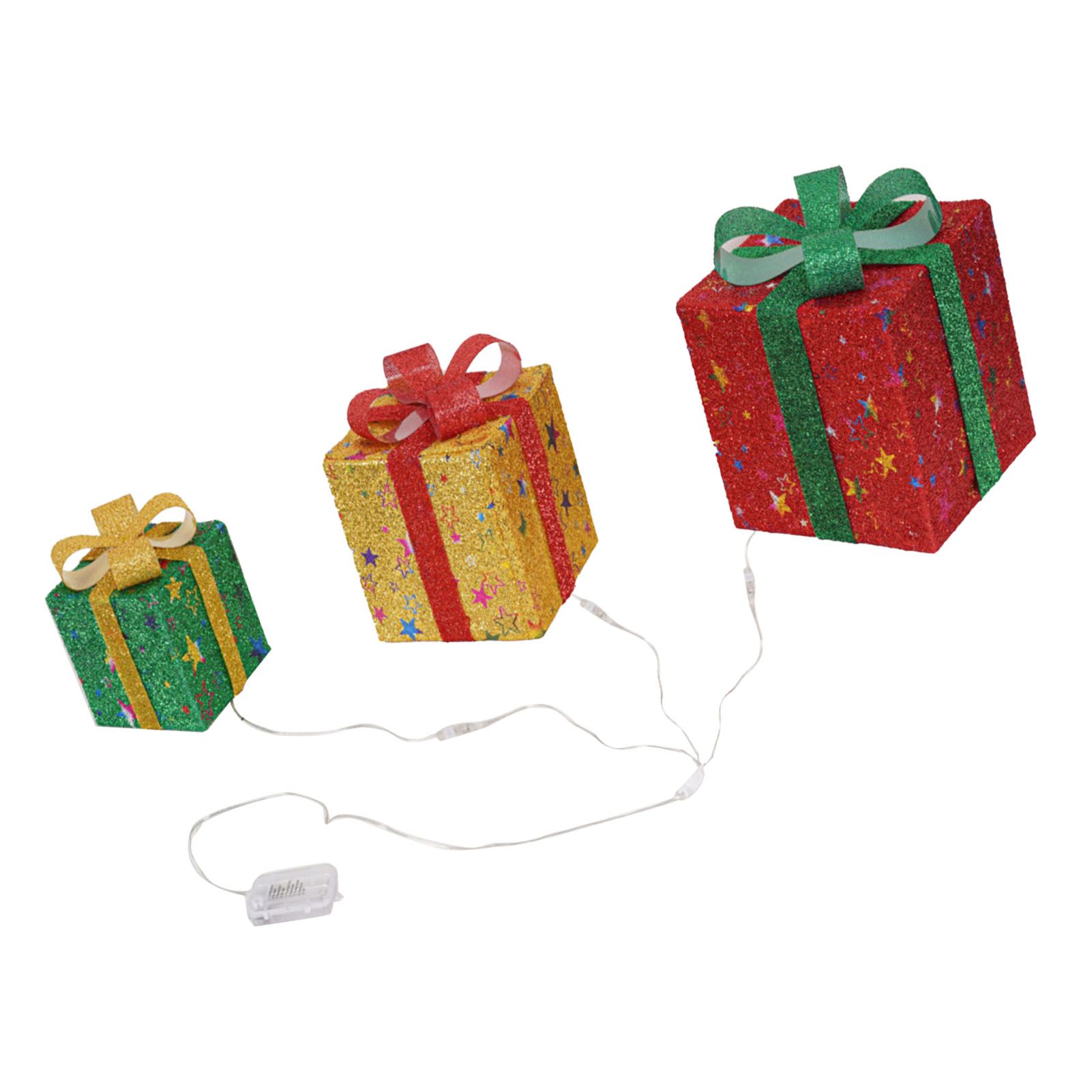 3PCS Light Up Present Boxes Folding 8 Blinking Mode Decorations Boxes Set with view 6