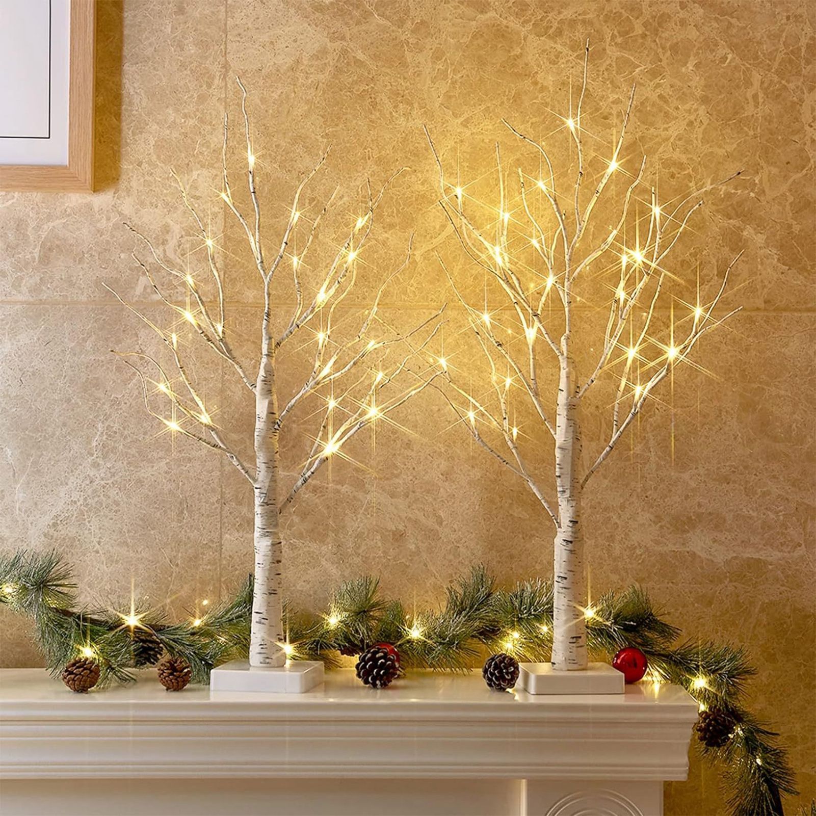 Artificial Birch Tree with LED Lights Tabletop Centerpiece Multipurpose Light view 8