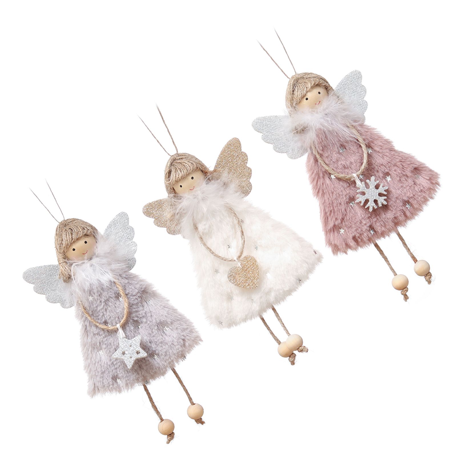 3pcs Doll Pendants White Roseate Grey Lovely Hanging Doll Ornament For Xmas — image 1