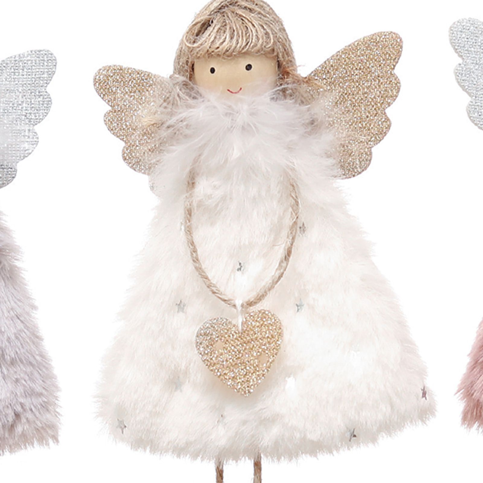 3pcs Doll Pendants White Roseate Grey Lovely Hanging Doll Ornament For Xmas view 2