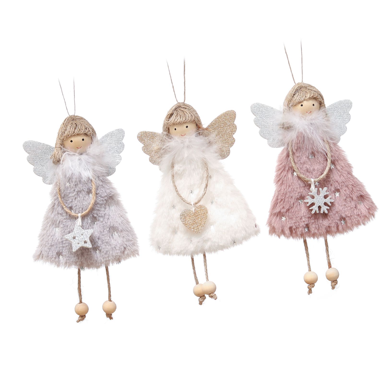 3pcs Doll Pendants White Roseate Grey Lovely Hanging Doll Ornament For Xmas view 4