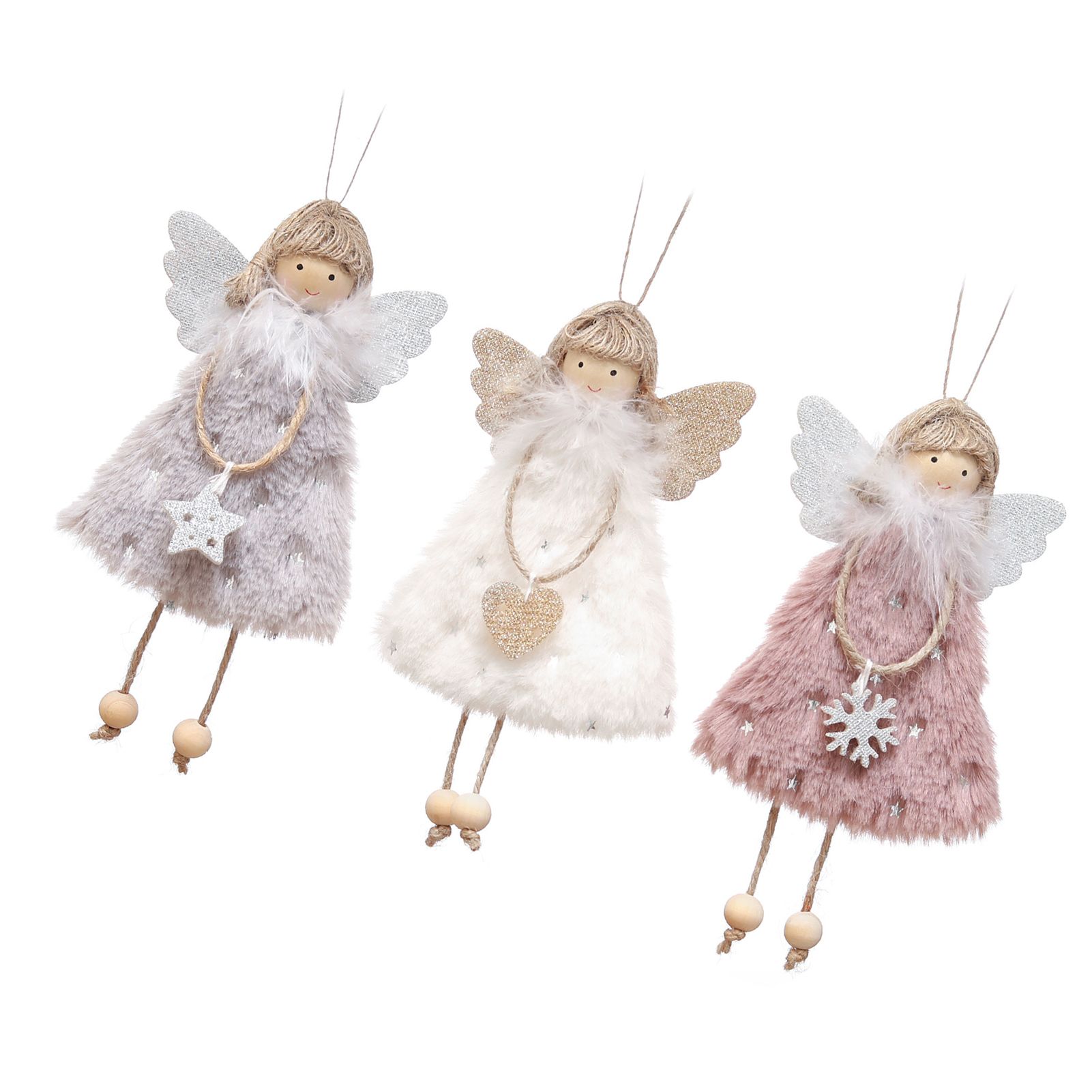 3pcs Doll Pendants White Roseate Grey Lovely Hanging Doll Ornament For Xmas view 6