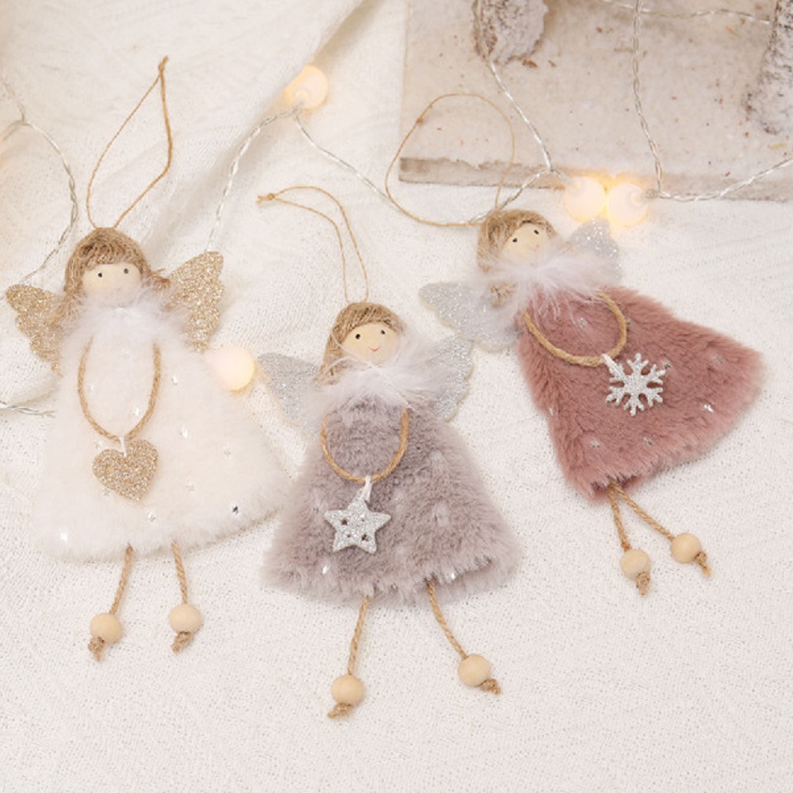 3pcs Doll Pendants White Roseate Grey Lovely Hanging Doll Ornament For Xmas view 8