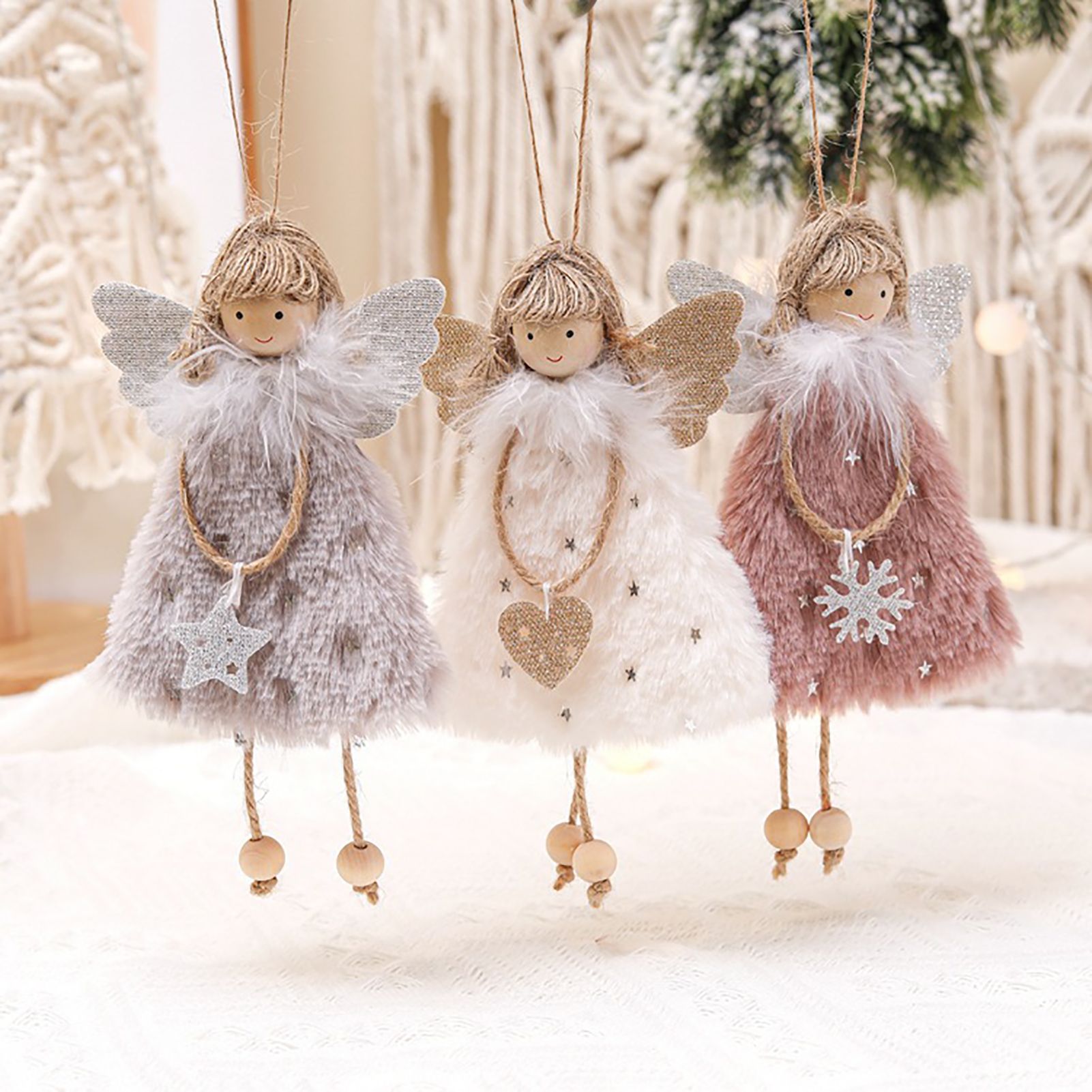 3pcs Doll Pendants White Roseate Grey Lovely Hanging Doll Ornament For Xmas view 9