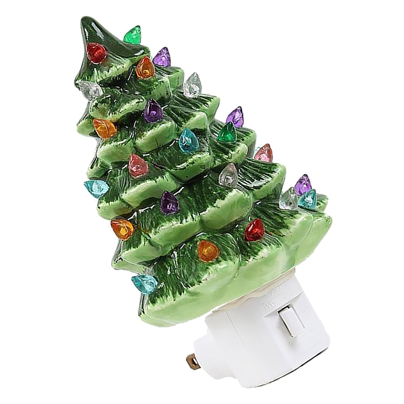 Xmas Tree Night Light Ceramic Decorative Plug in Tree Nightlight Xmas Decor