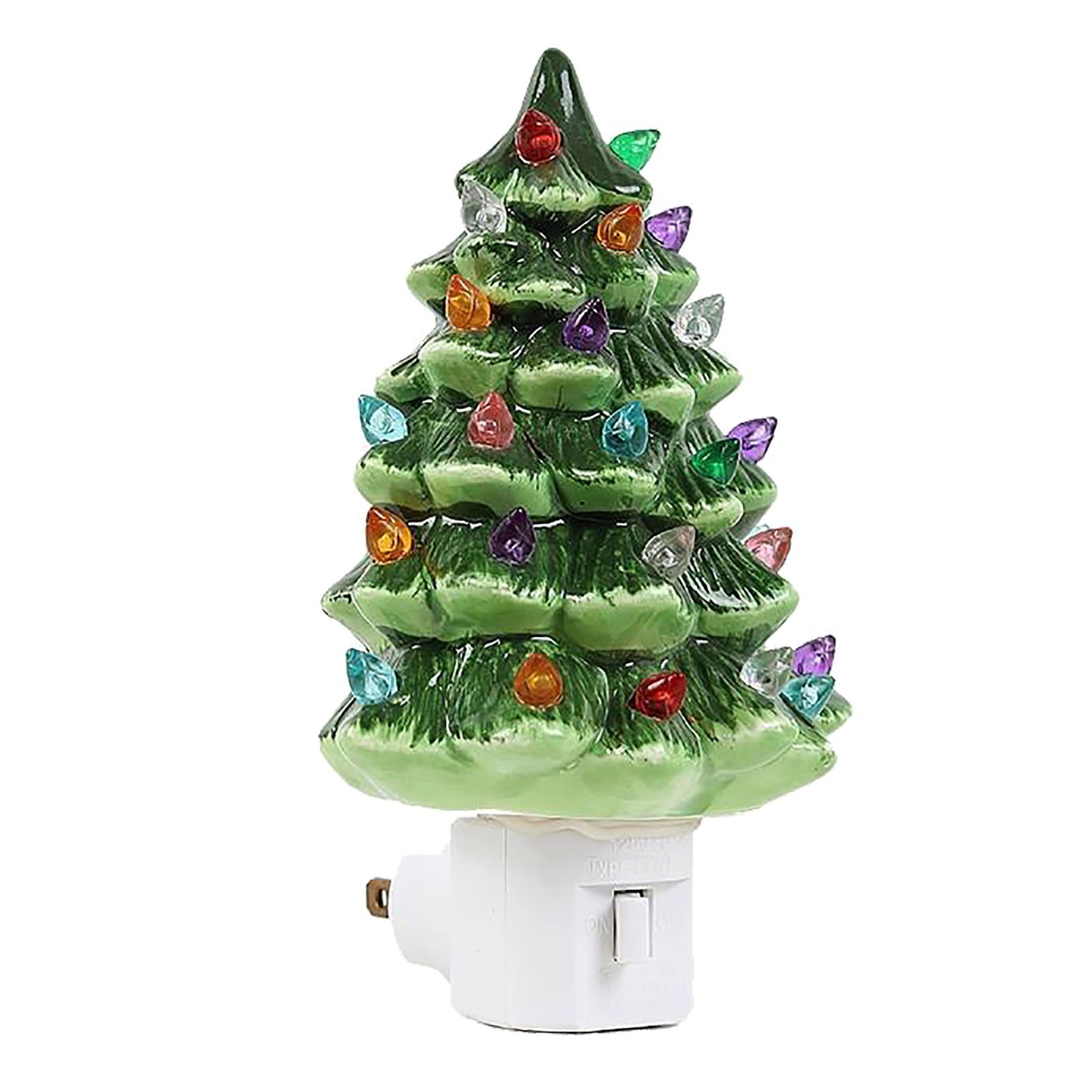 Xmas Tree Night Light Ceramic Decorative Plug in Tree Nightlight Xmas Decor view 3