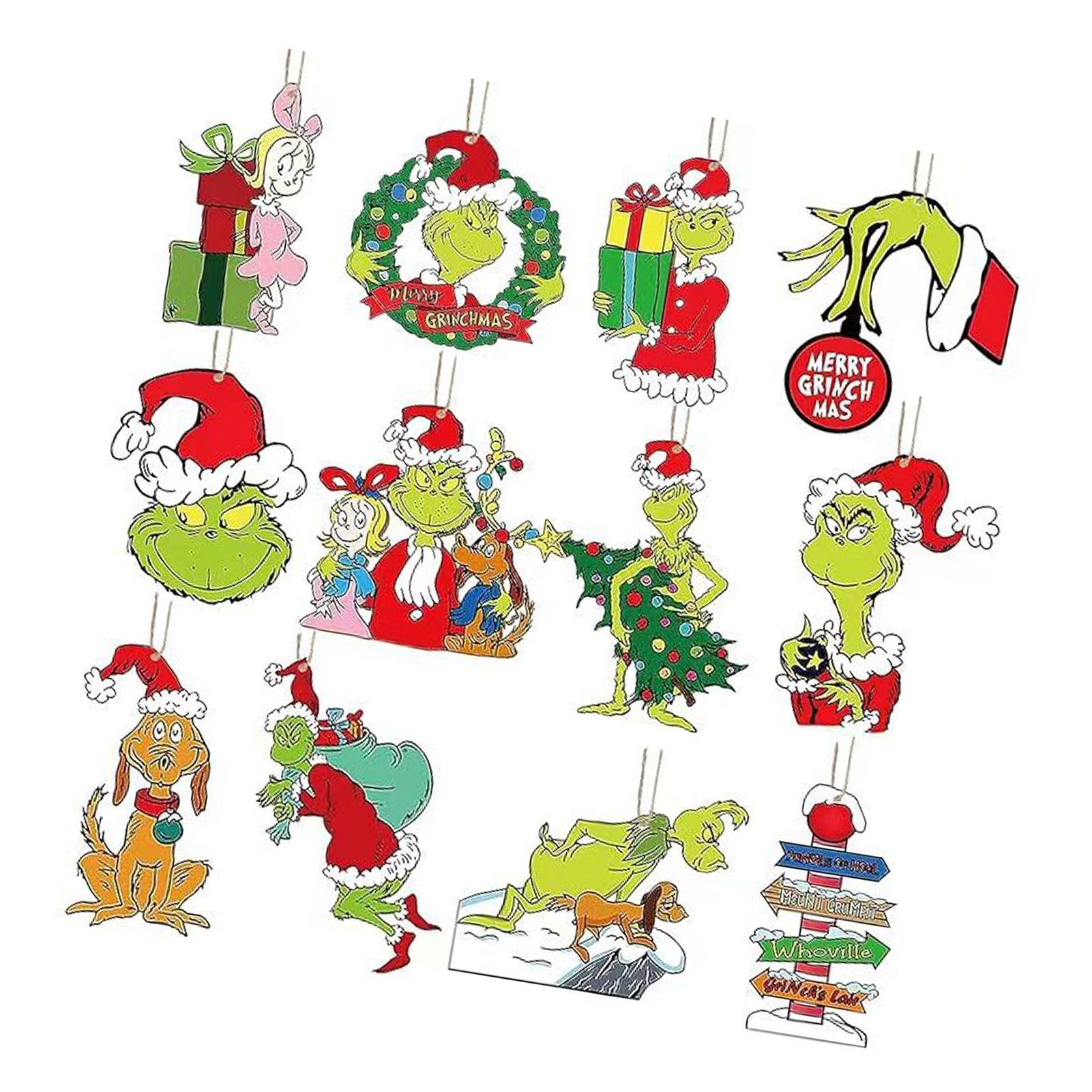 24pcs Xmas Tree Green Monster Ornaments Unique Handmade Wooden Green Monster view 6
