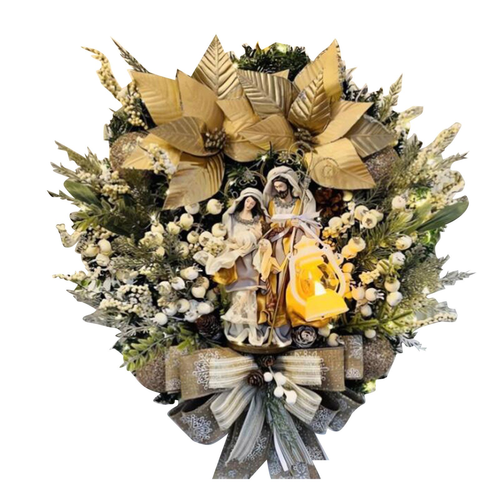 Xmas Wreath Decoration with LED Light Hanging Decor Sacred Meaning Xmas Wreath view 3