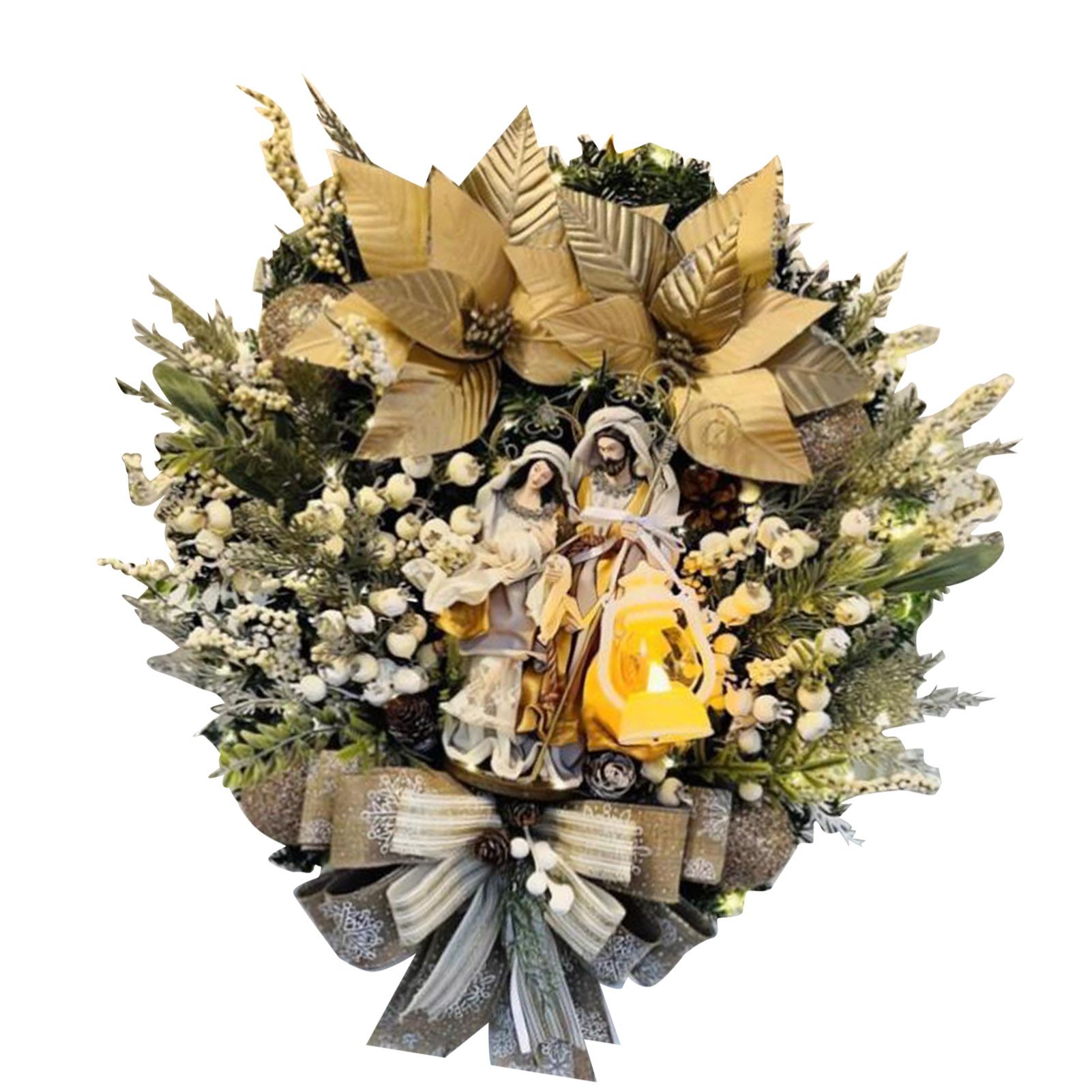 Xmas Wreath Decoration with LED Light Hanging Decor Sacred Meaning Xmas Wreath view 8