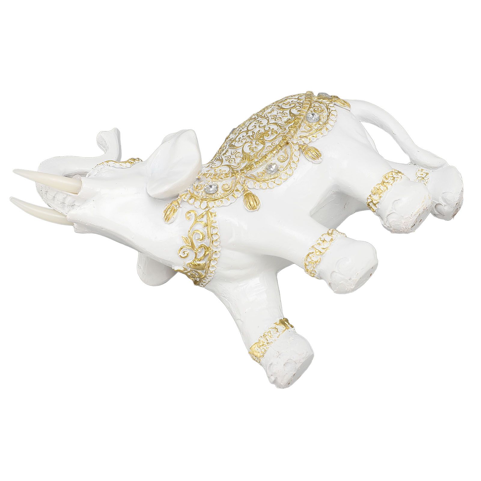 Elephant Statue White Resin Cute Lucky Elephant Sculpture for Entryway view 2