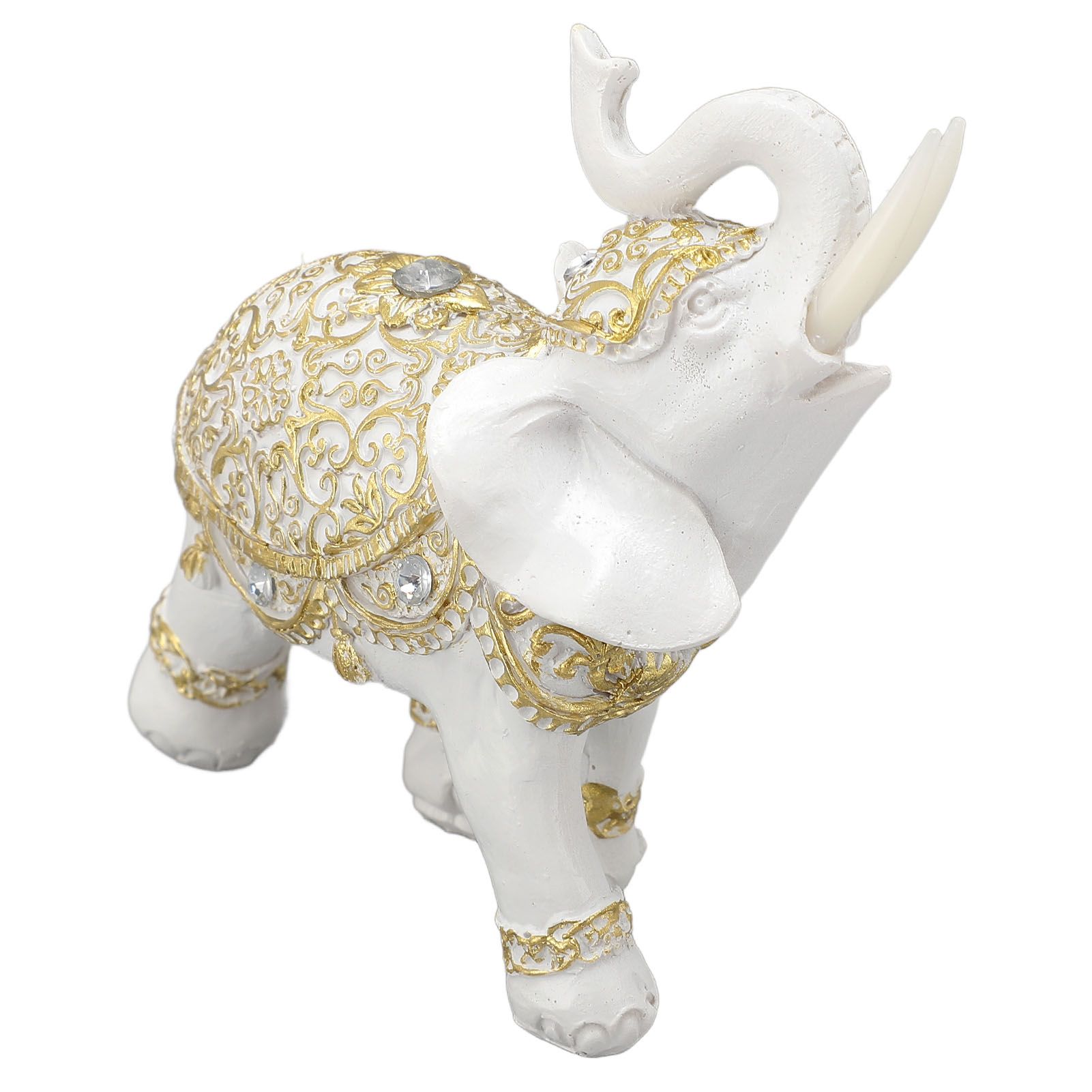Elephant Statue White Resin Cute Lucky Elephant Sculpture for Entryway — image 1