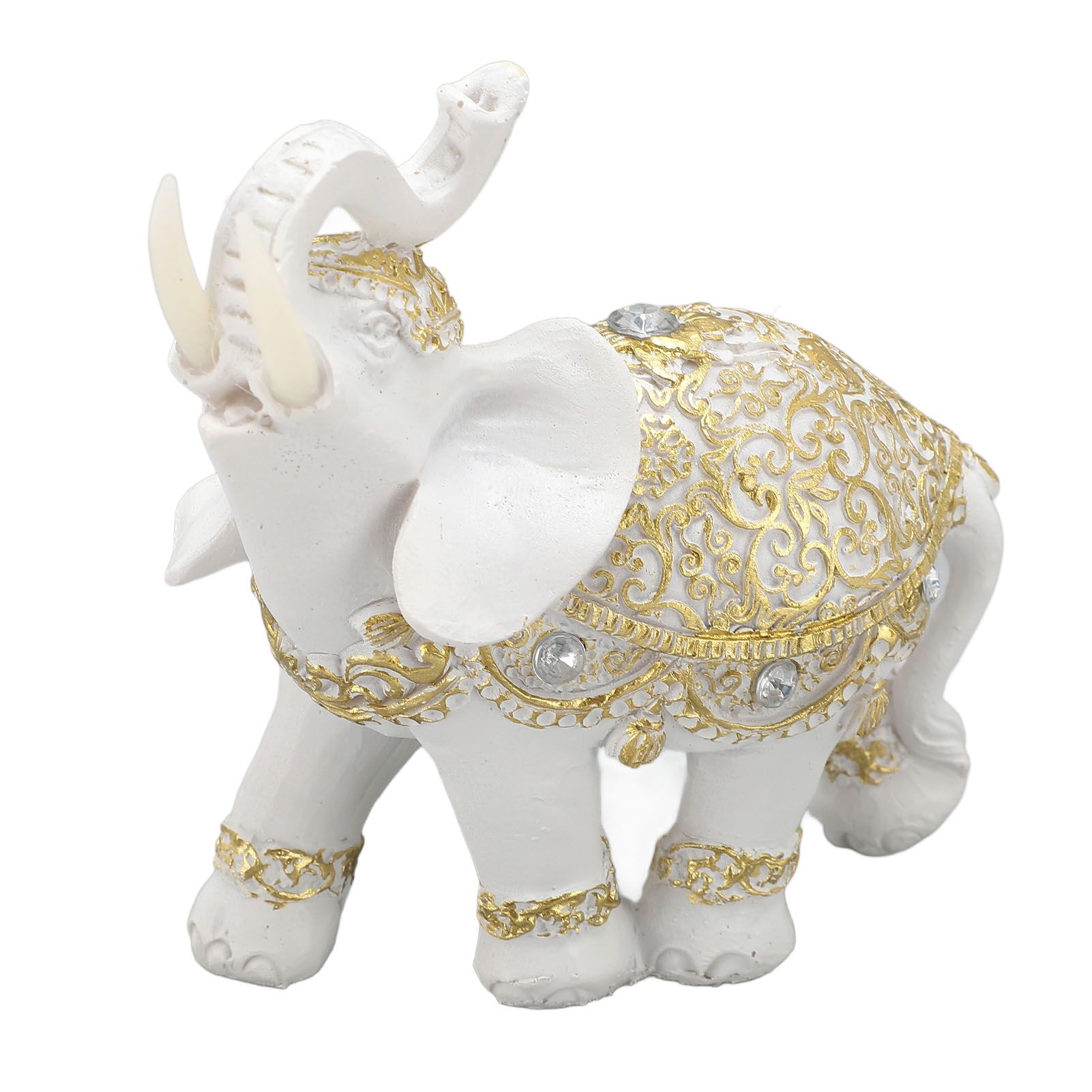Elephant Statue White Resin Cute Lucky Elephant Sculpture for Entryway view 4