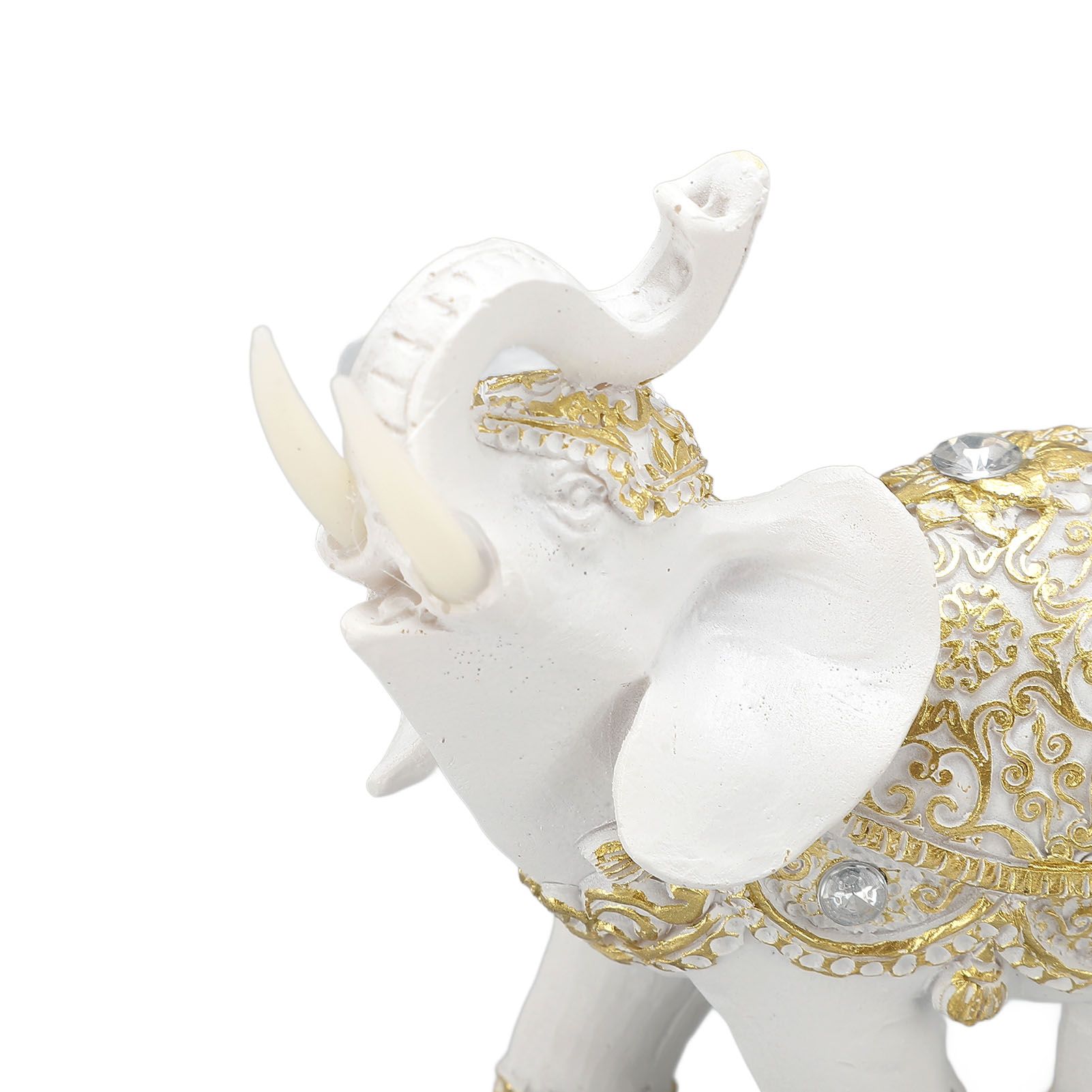 Elephant Statue White Resin Cute Lucky Elephant Sculpture for Entryway view 5
