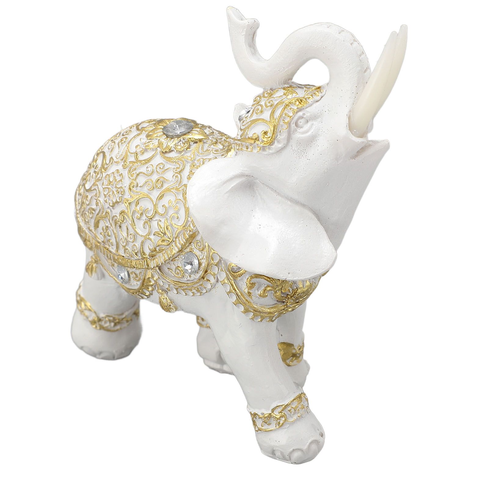 Elephant Statue White Resin Cute Lucky Elephant Sculpture for Entryway view 6