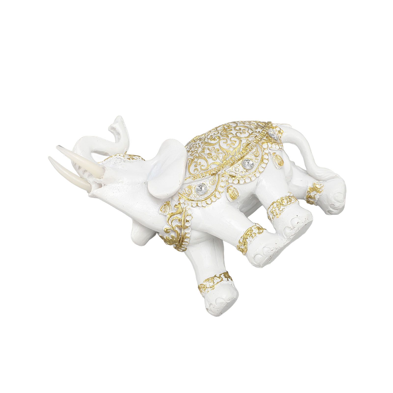 Elephant Statue White Resin Cute Lucky Elephant Sculpture for Entryway view 7