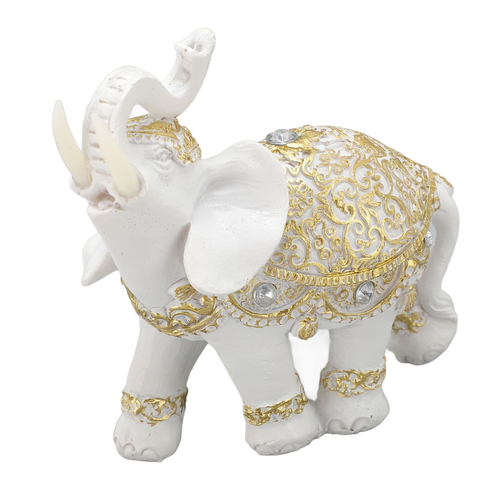 Elephant Statue White Resin Cute Lucky Elephant Sculpture for Entryway view 8