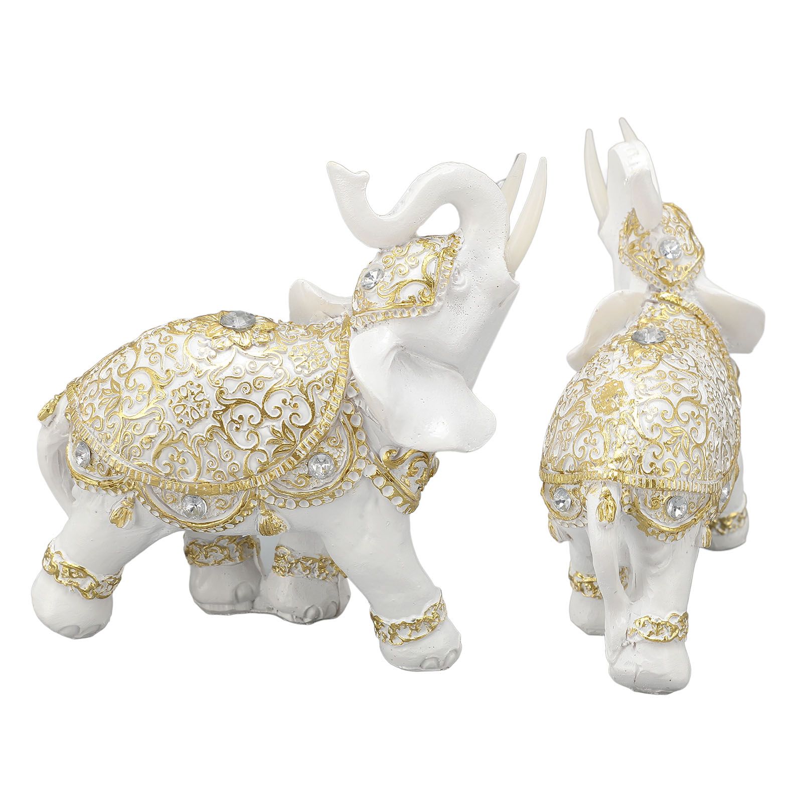 Elephant Statue White Resin Cute Lucky Elephant Sculpture for Entryway view 10