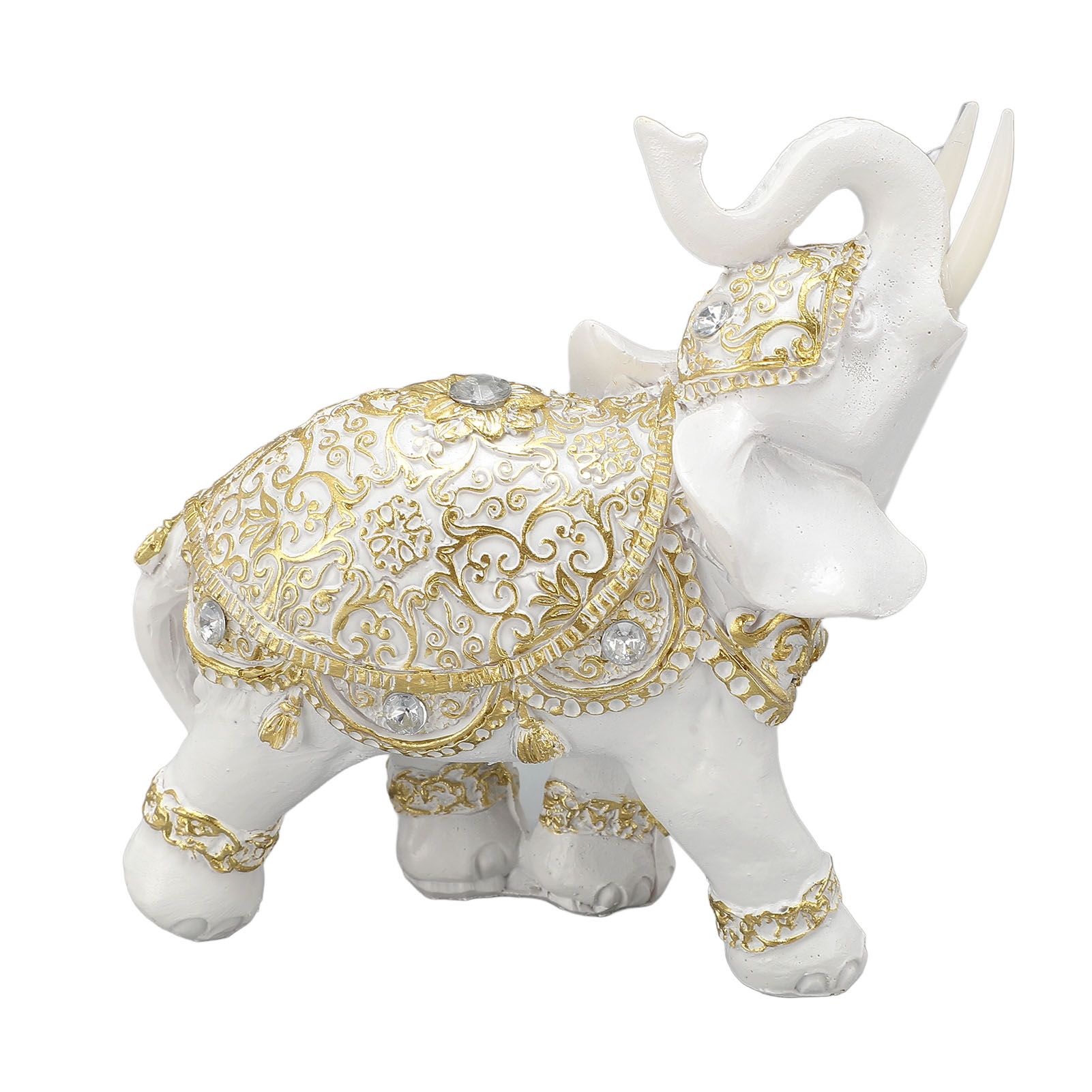 Elephant Statue White Resin Cute Lucky Elephant Sculpture for Entryway view 11