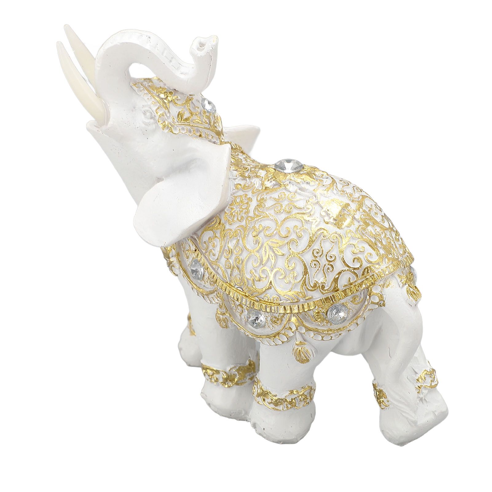 Elephant Statue White Resin Cute Lucky Elephant Sculpture for Entryway view 12