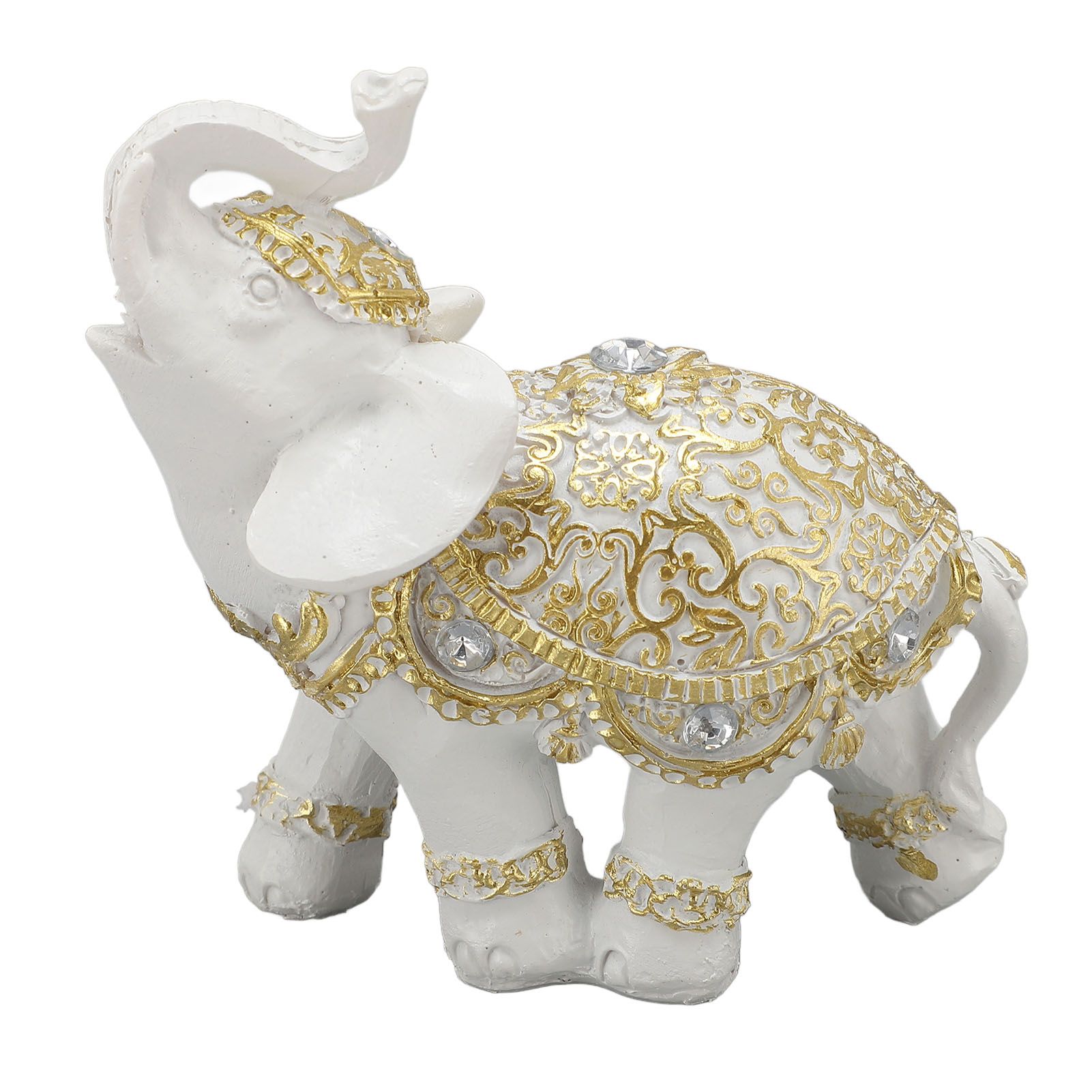 Elephant Statue White Resin Cute Lucky Elephant Sculpture for Entryway view 3