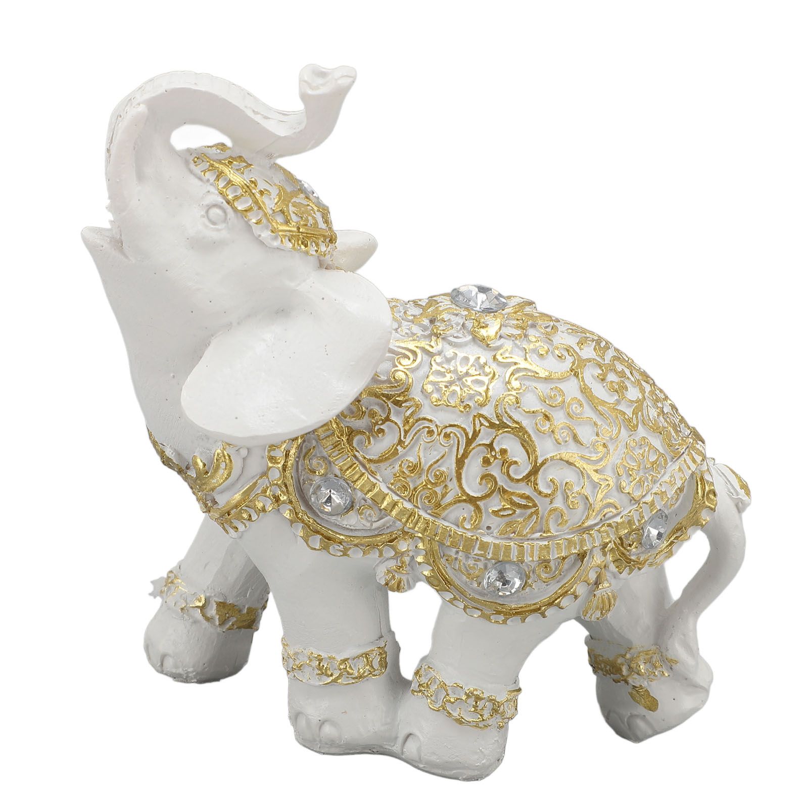 Elephant Statue White Resin Cute Lucky Elephant Sculpture for Entryway view 4