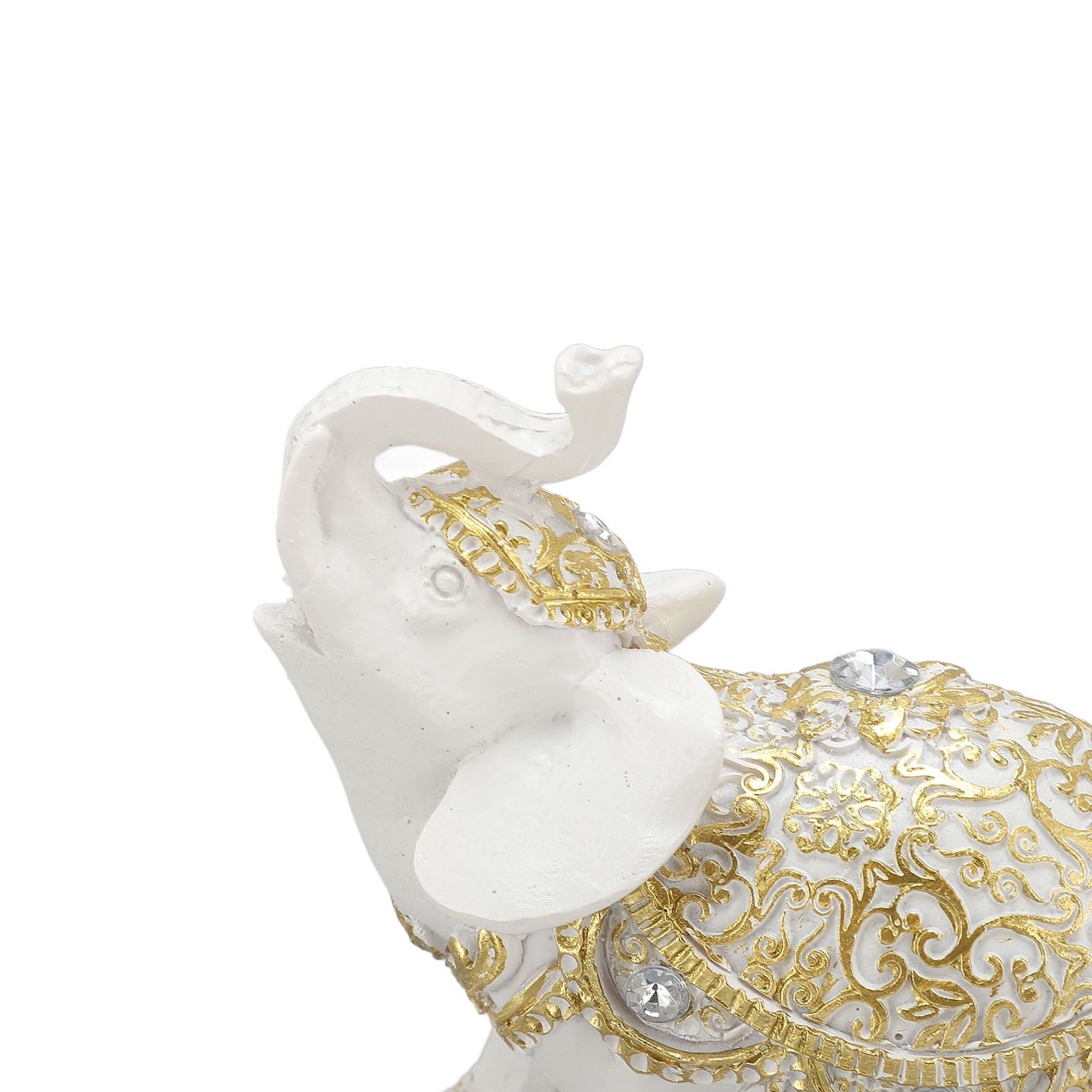 Elephant Statue White Resin Cute Lucky Elephant Sculpture for Entryway view 5