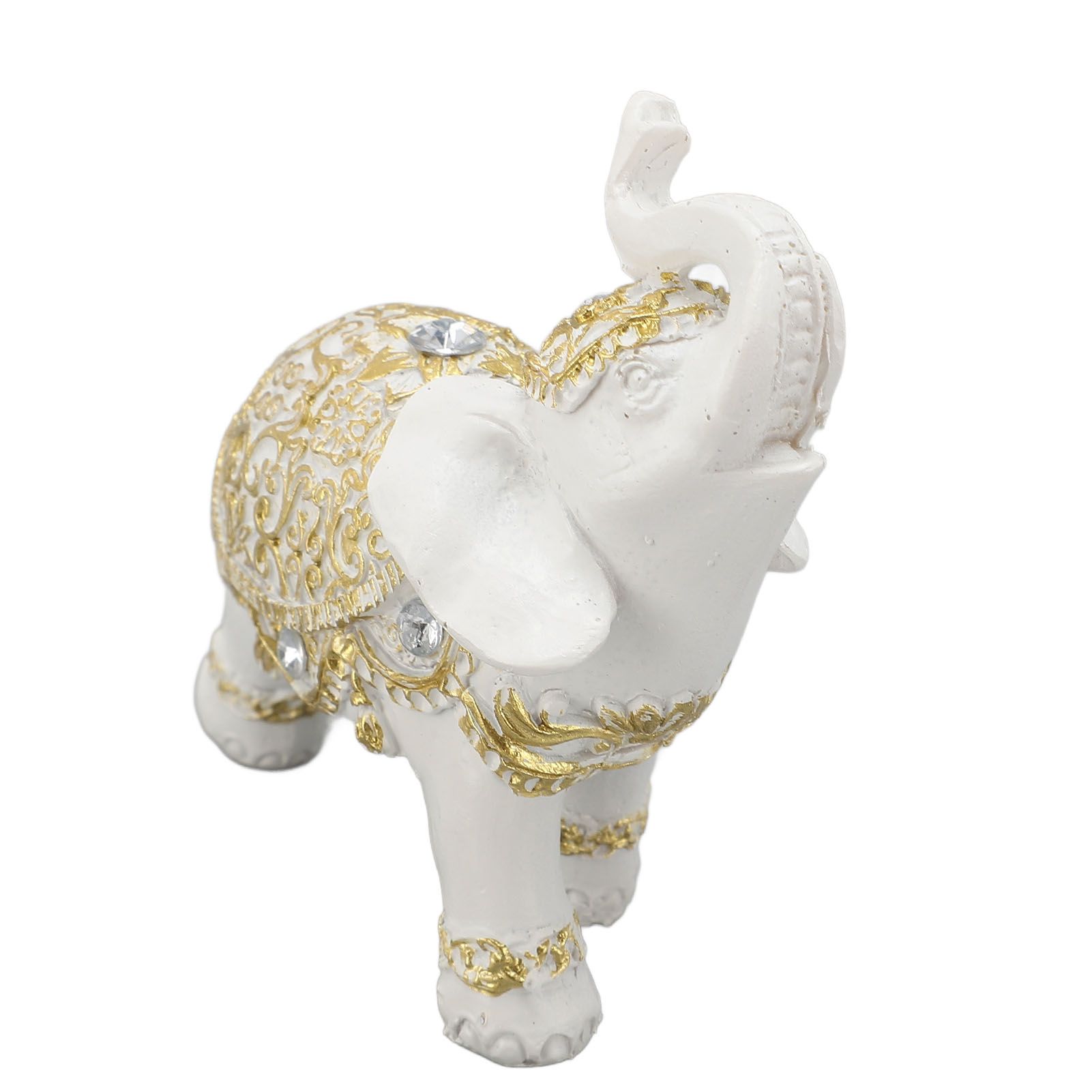 Elephant Statue White Resin Cute Lucky Elephant Sculpture for Entryway view 6