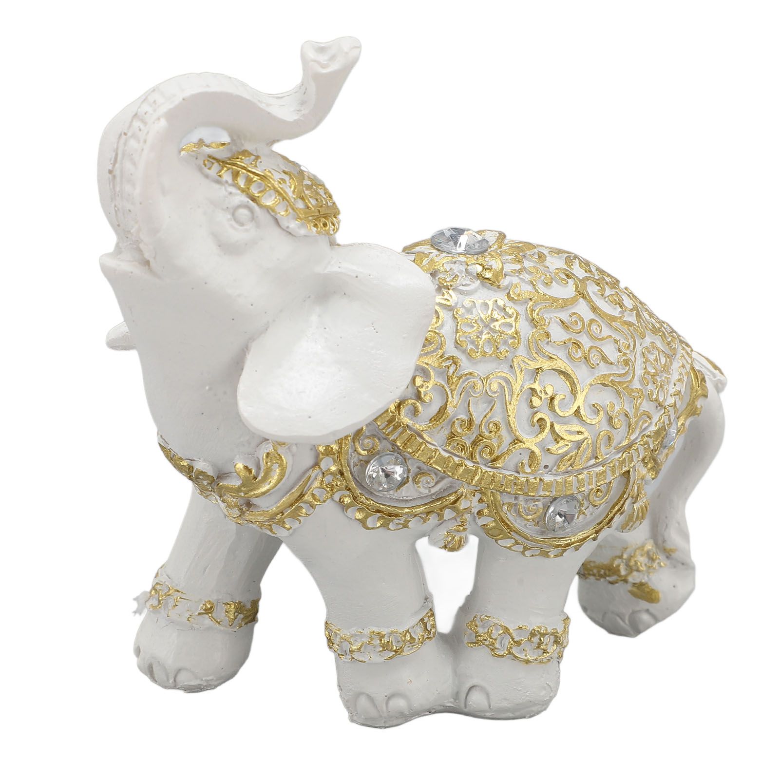 Elephant Statue White Resin Cute Lucky Elephant Sculpture for Entryway view 8