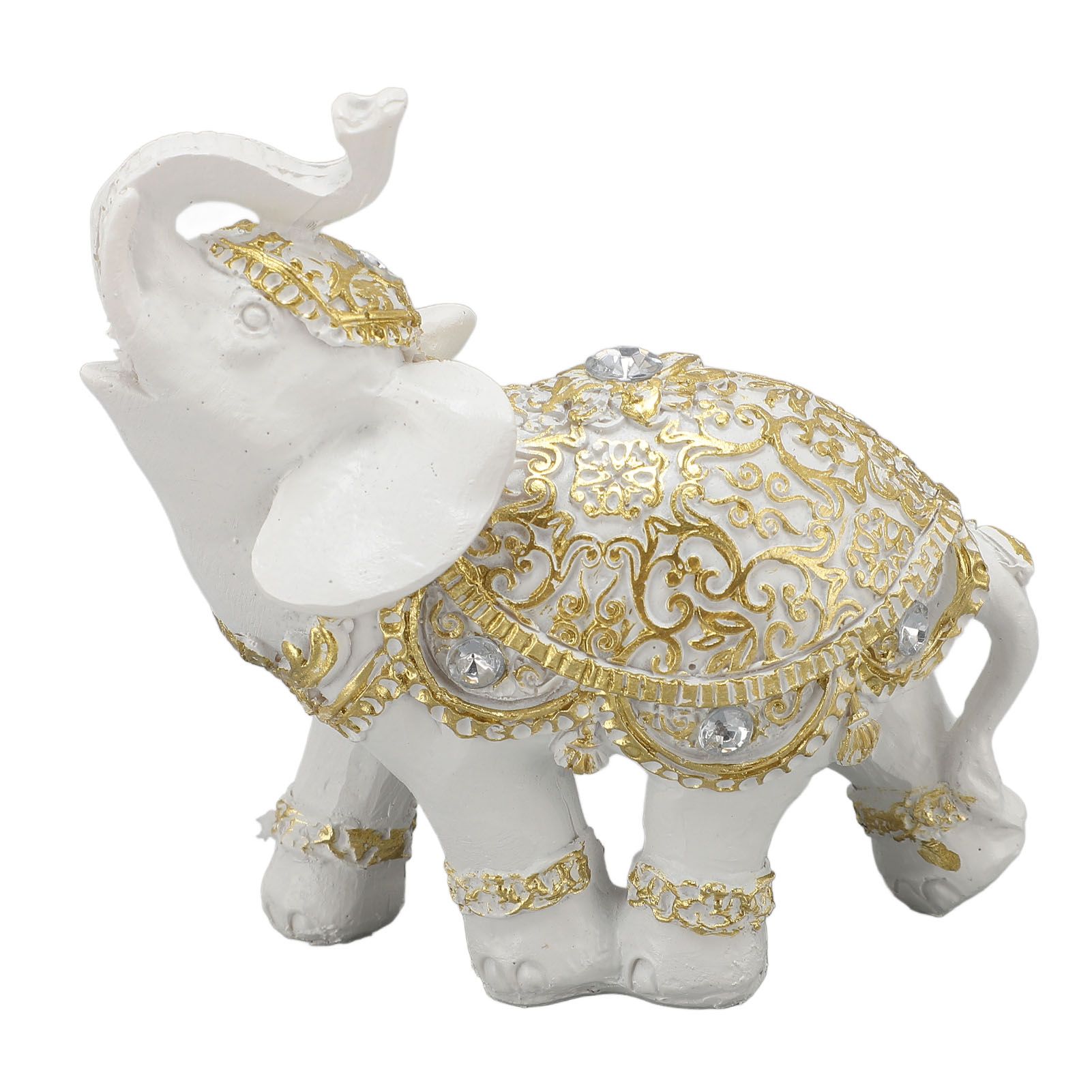 Elephant Statue White Resin Cute Lucky Elephant Sculpture for Entryway view 9