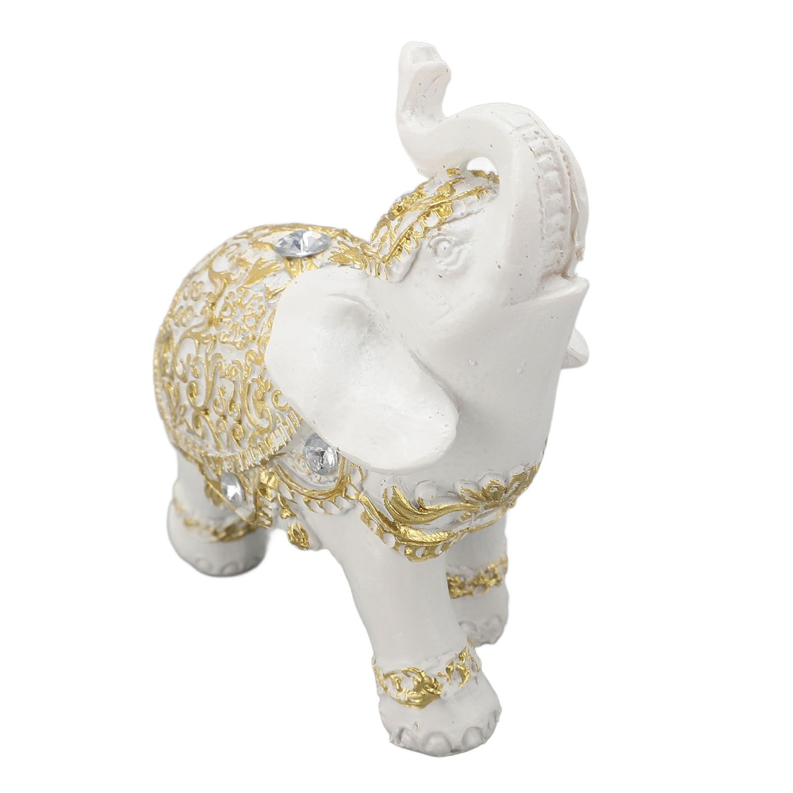 Elephant Statue White Resin Cute Lucky Elephant Sculpture for Entryway view 10